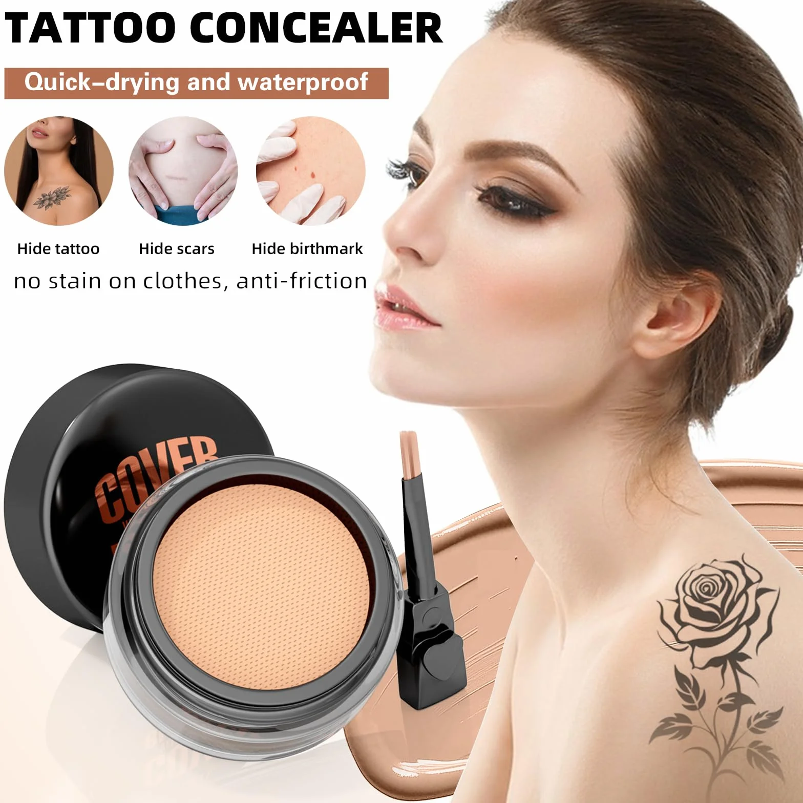 Correcteur de teint pour tatouages, boutons, cicatrices, cernes, visage et corps