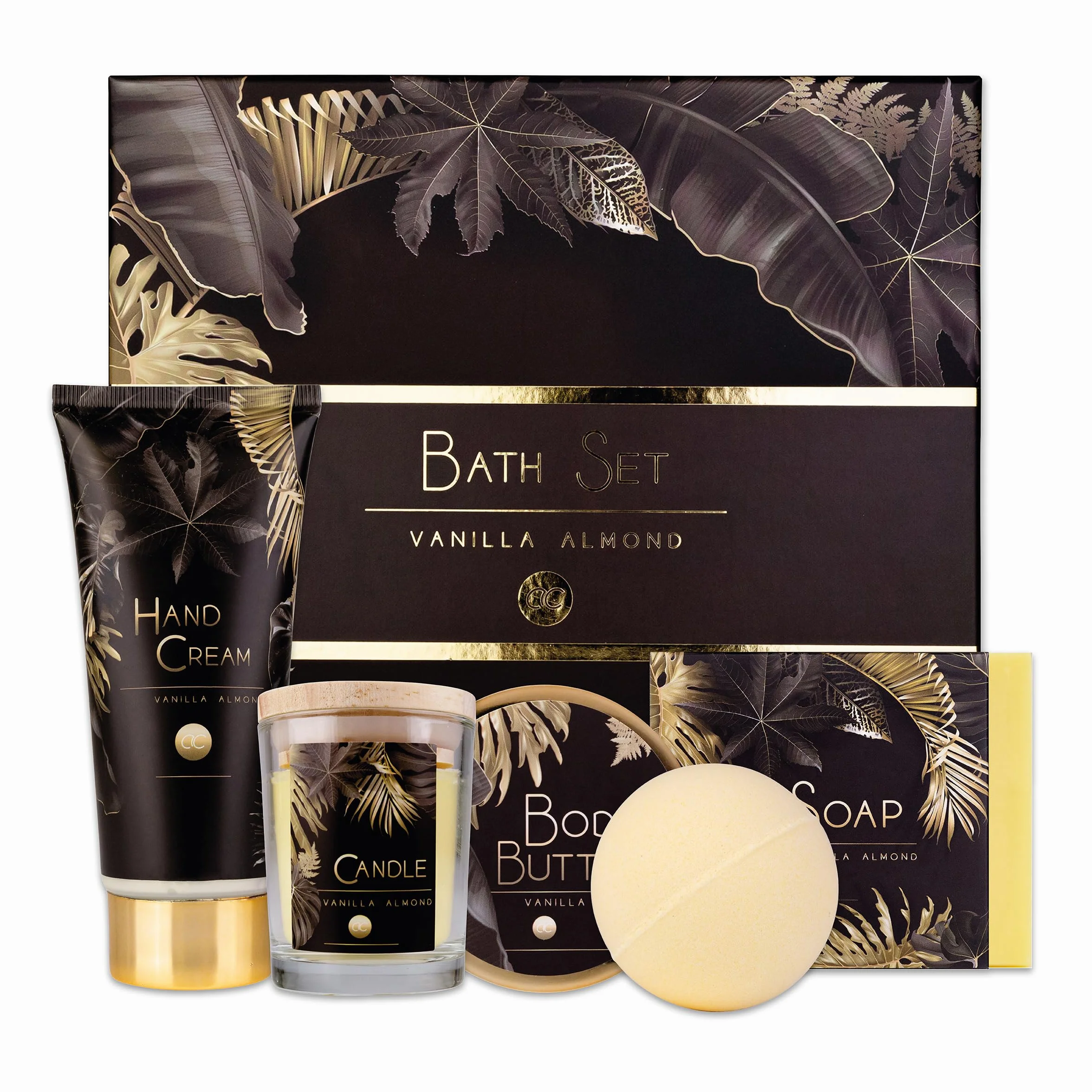 Accentra - Coffret cadeau luxe pour femme 5 pièces – Kit de bain cadeau avec bougie parfumée, savon, crème pour les mains, beurre corporel et bombe de bain – Kit bien-être pour femmes et filles pour