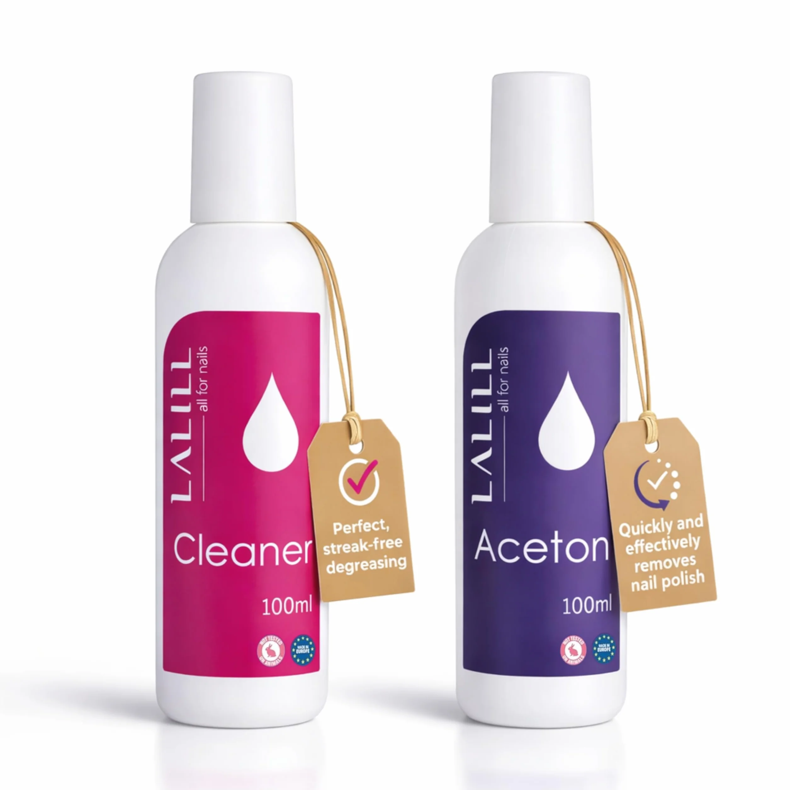 Set Cleaner Ongles Dégraissant 100 ml + Dissolvant à L'acétone 100 ml - Gel Polish Remover - Acétone UV