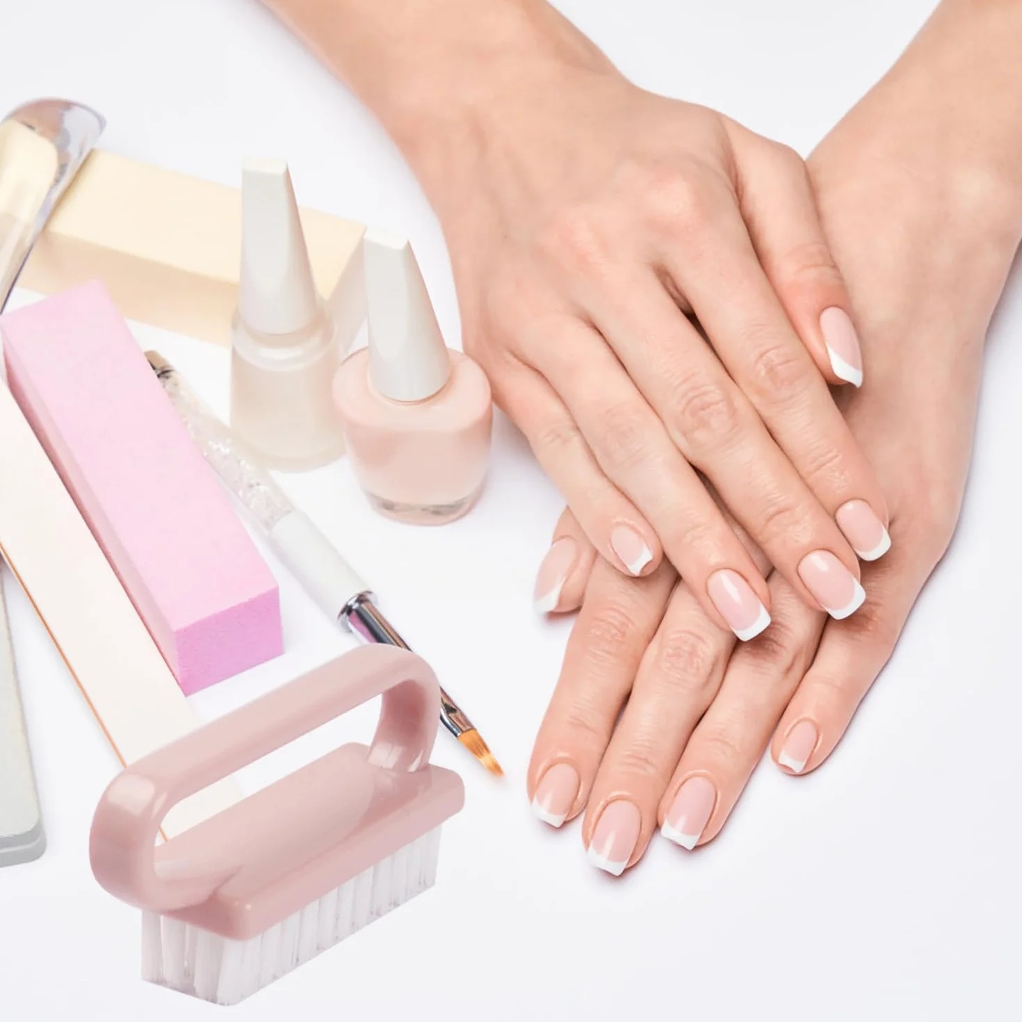 Brosse à Ongles 3 Pièces Poignée Plastique Nettoyage Ongles Quotidien Pinceau Nail Art Rose