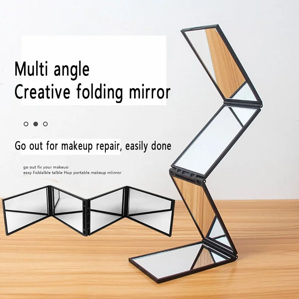 Miroir de Maquillage Pliable à 360 degrés, Miroir à Quatre Voies Portable pour Coiffage et Beauté