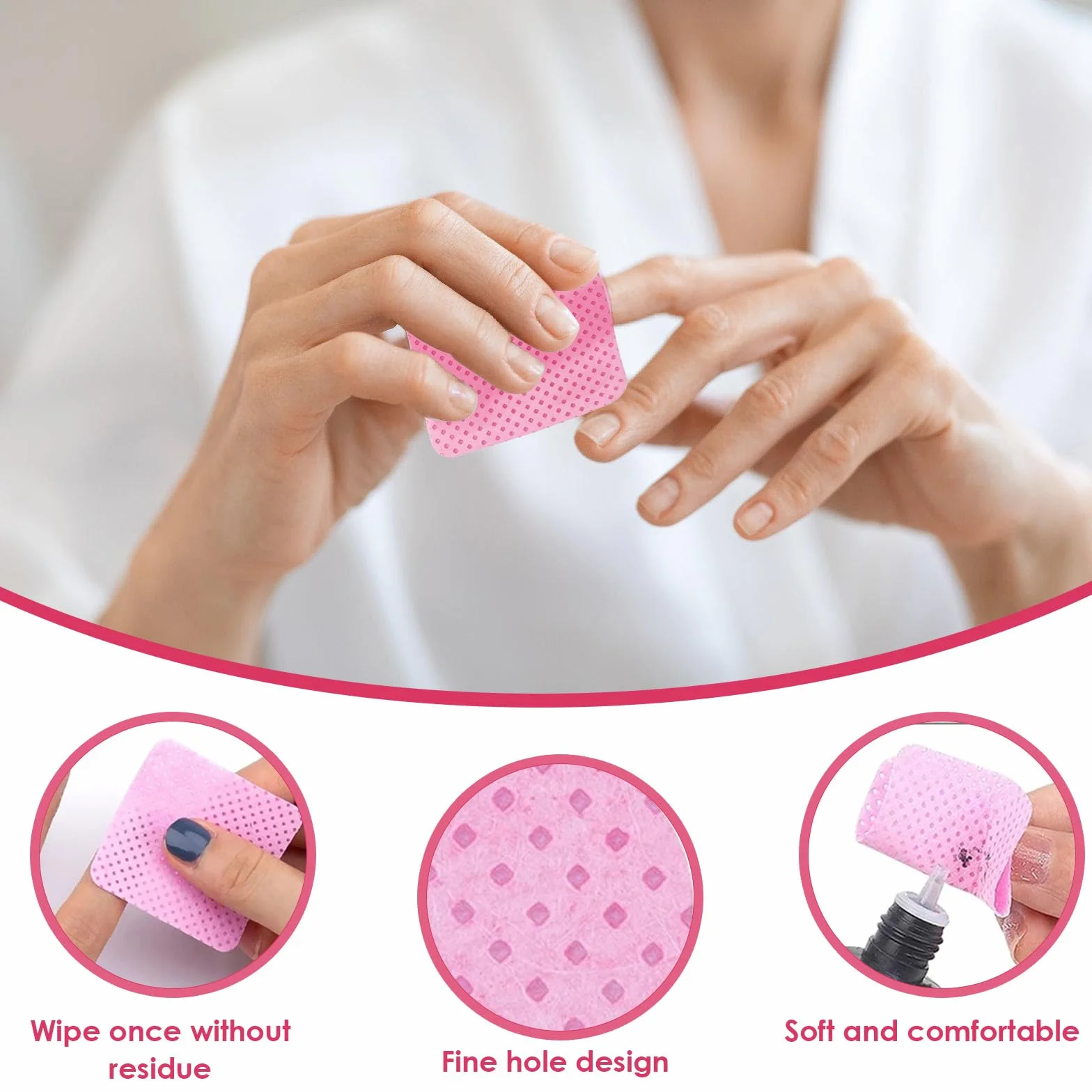 Lingettes à Ongles Non Pelucheux 330 Pièces, Coton Cleaner Dégraissant Gel Vernis Remover Wipes pour Manucure et Pédicure