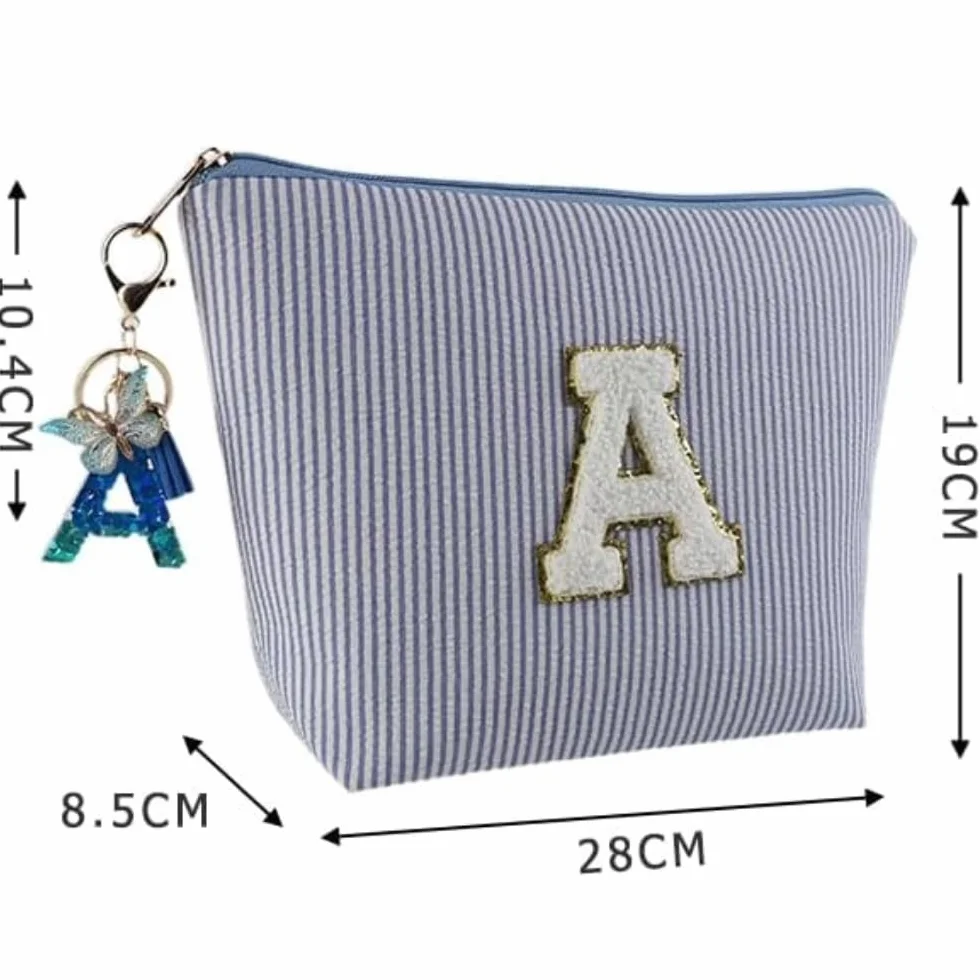 Trousse de Toilette Femme Personnalisée avec Porte-Clés, Cadeau pour Mamans Amies Sœurs (Bleu)