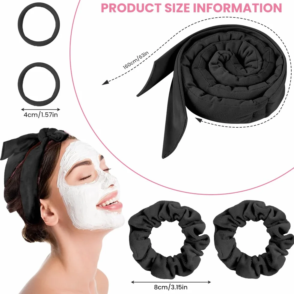 5PCS Bandeau Bigoudis Sans Chaleur Boucle Cheveux Doux Noir