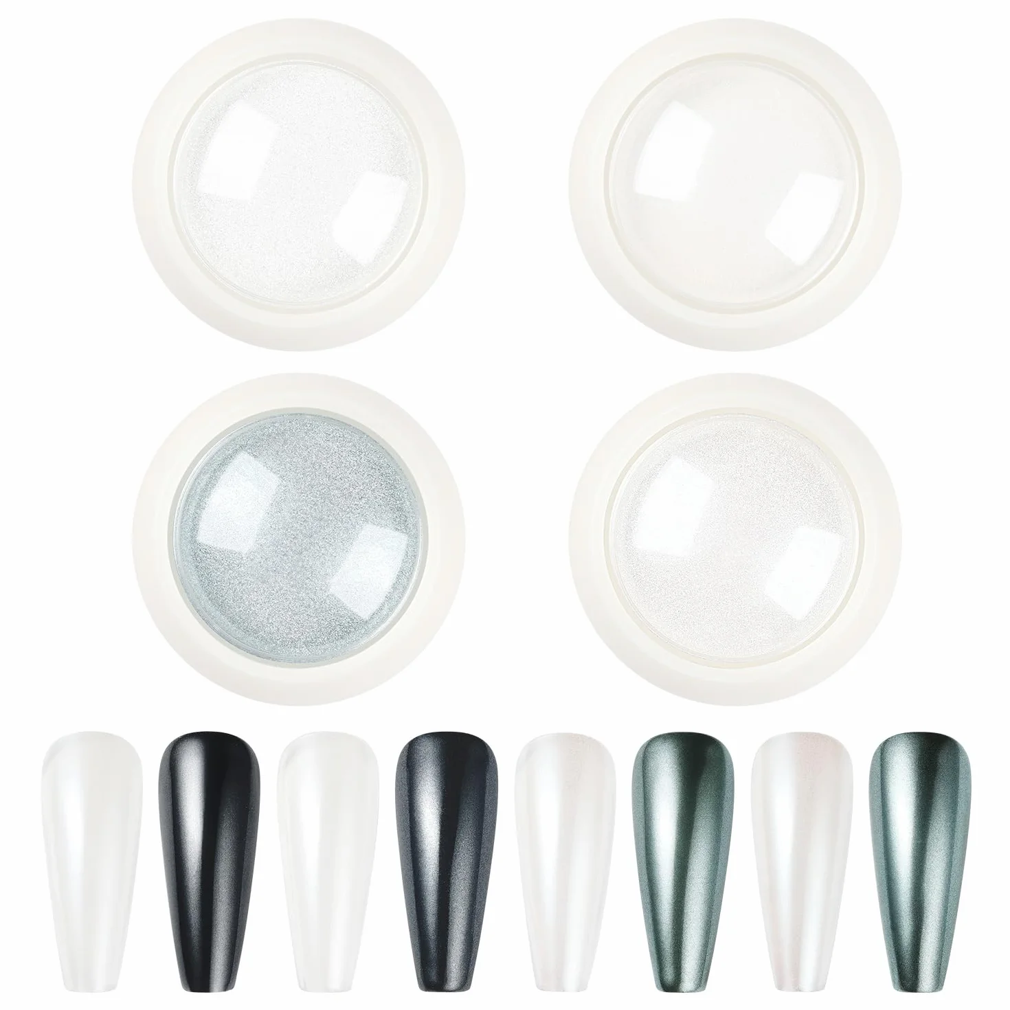 Nicedeco Poudre Chrome Ongle Blanc Lot de 4 Aurora Schimmer Poudre Ongle Effet Perle Glitzerpuder Pigment Nail Art DIY