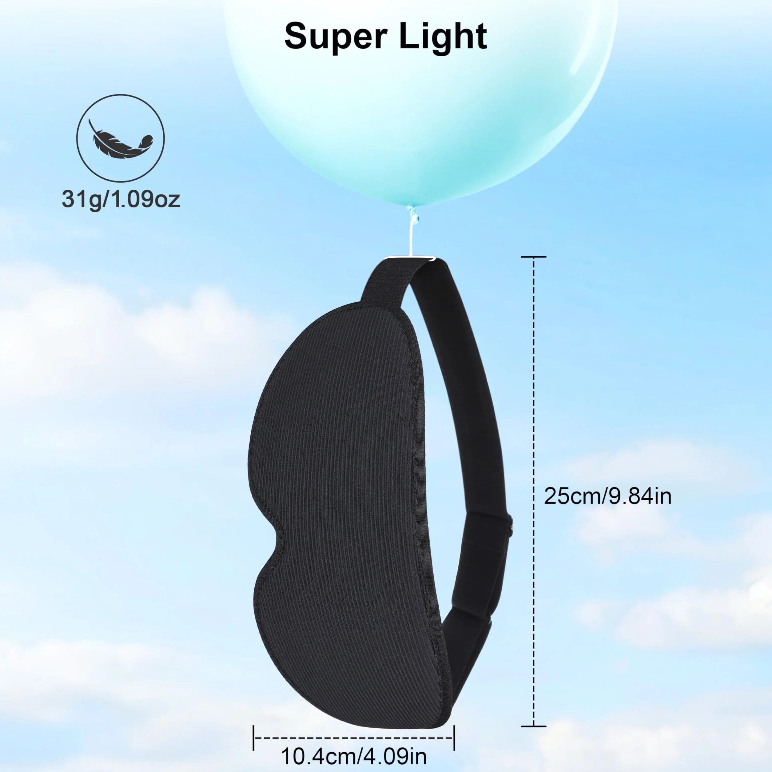 Gritin Masque de Nuit 3D Anti-Lumière Zéro Pression Oculaire Design Elargi Bande Réglable Cache Yeux pour Dormir