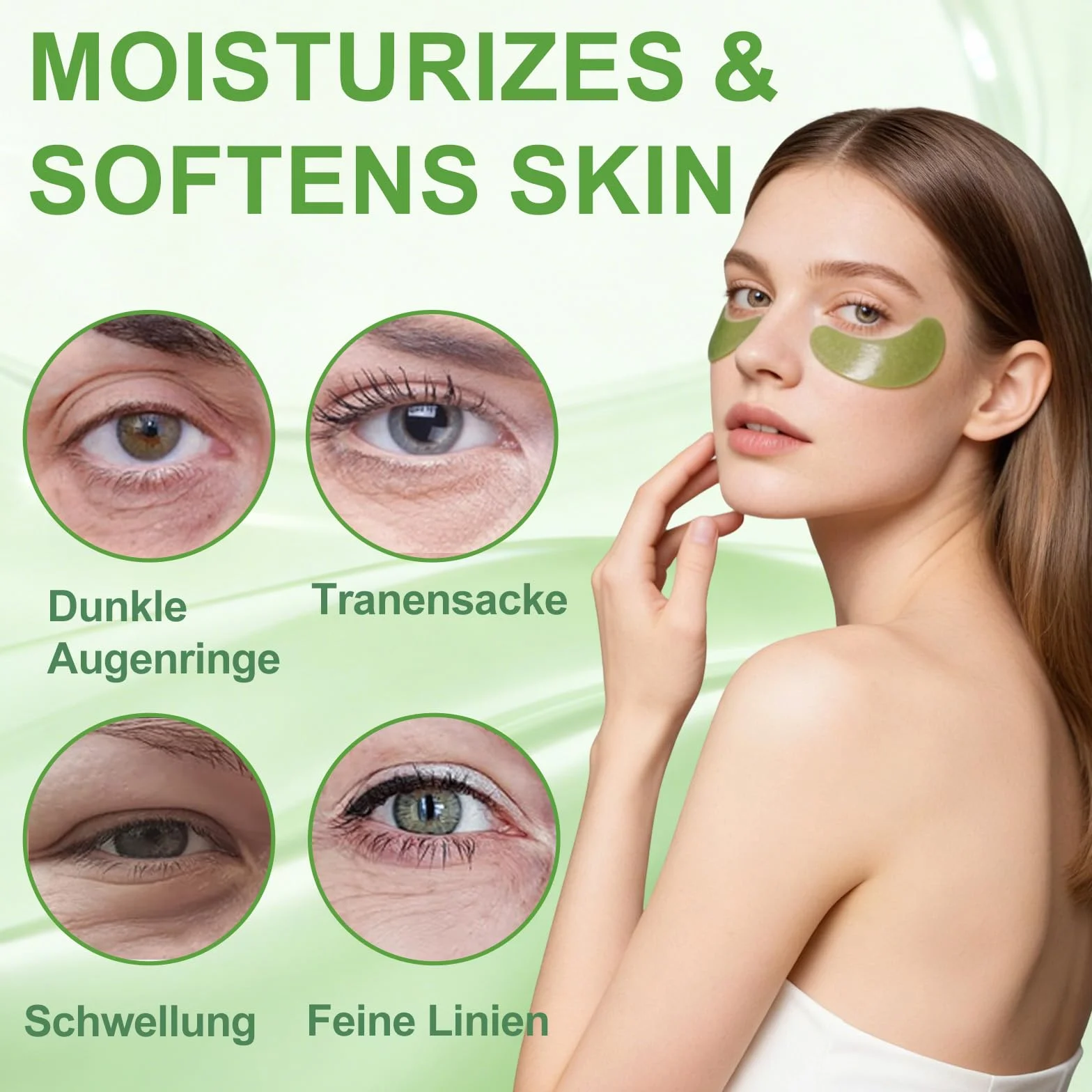 Eye Patch Hydrogel 60 Pcs Patch Yeux Collagene Hydratants Avocat Réduire les Cernes Poches Fatigue