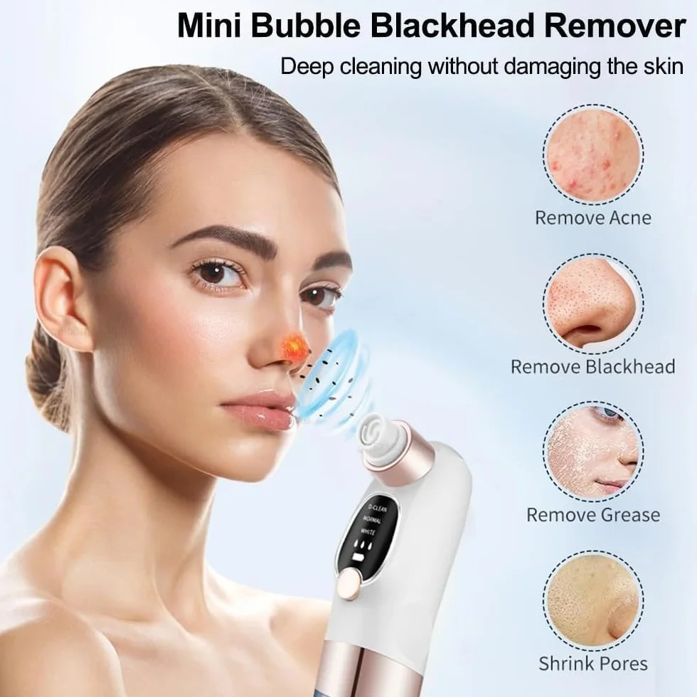 Aspirateur Point Noir Extracteur de Comédons Nettoyage des Pores avec 6 Sondes 3 Modes, Professionnel Extracteur de Point Noir Electrique Tire Nettoyant de Pores Soin Visage
