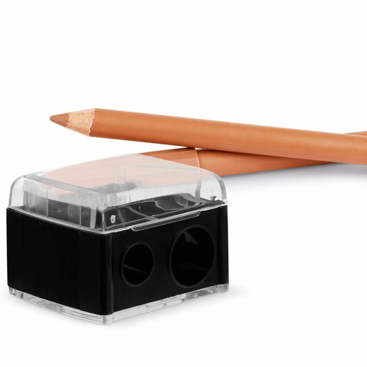 FRCOLOR Taille-Crayon Maquillage Double Trou Compact Mini Portable Avec Réservoir 1 Pièce