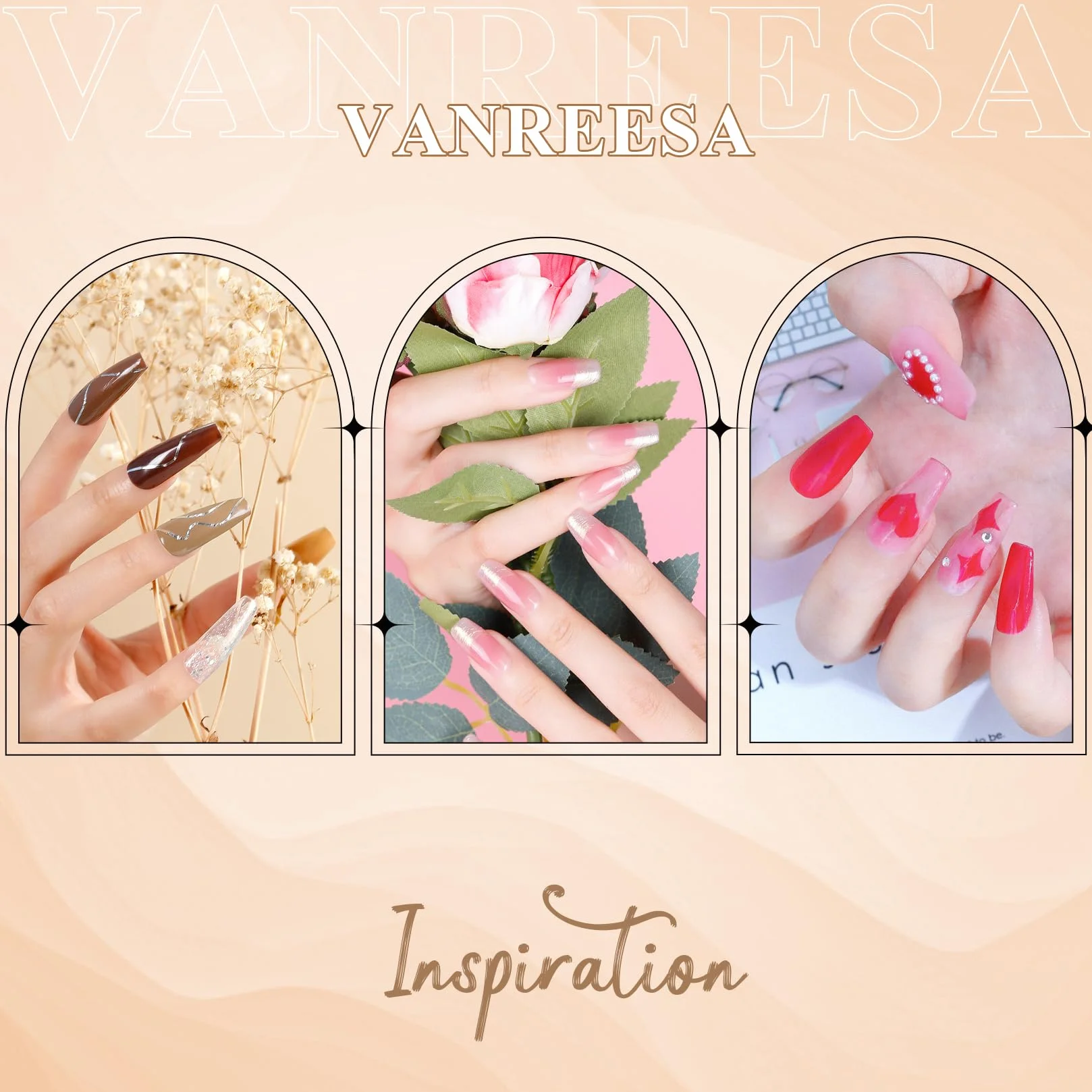 VANREESA Kit Ongle Acrygel Rose Glitter Gel Construction UV 8 Couleurs 15ml Débutantes DIY