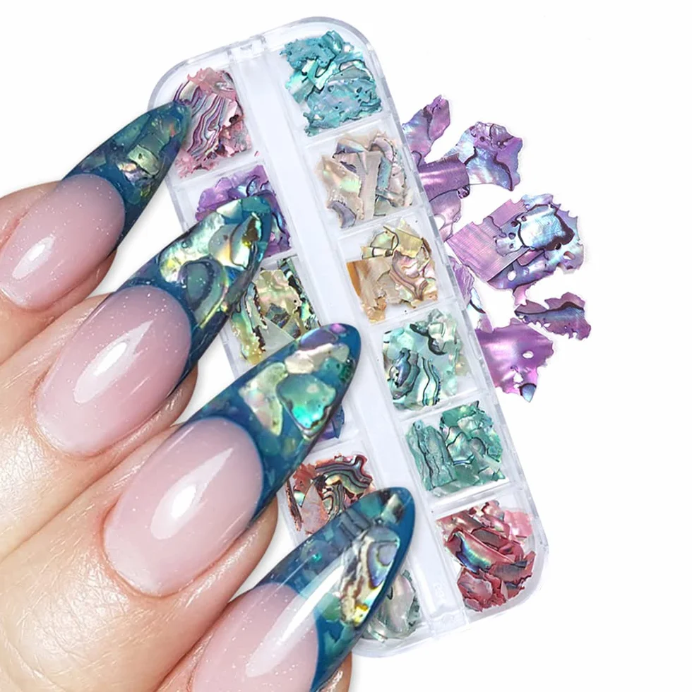 CHANGAR Coquille d'Ormeau Paillettes Multicolores pour Nail Art - Abalone Disques Manucure DIY