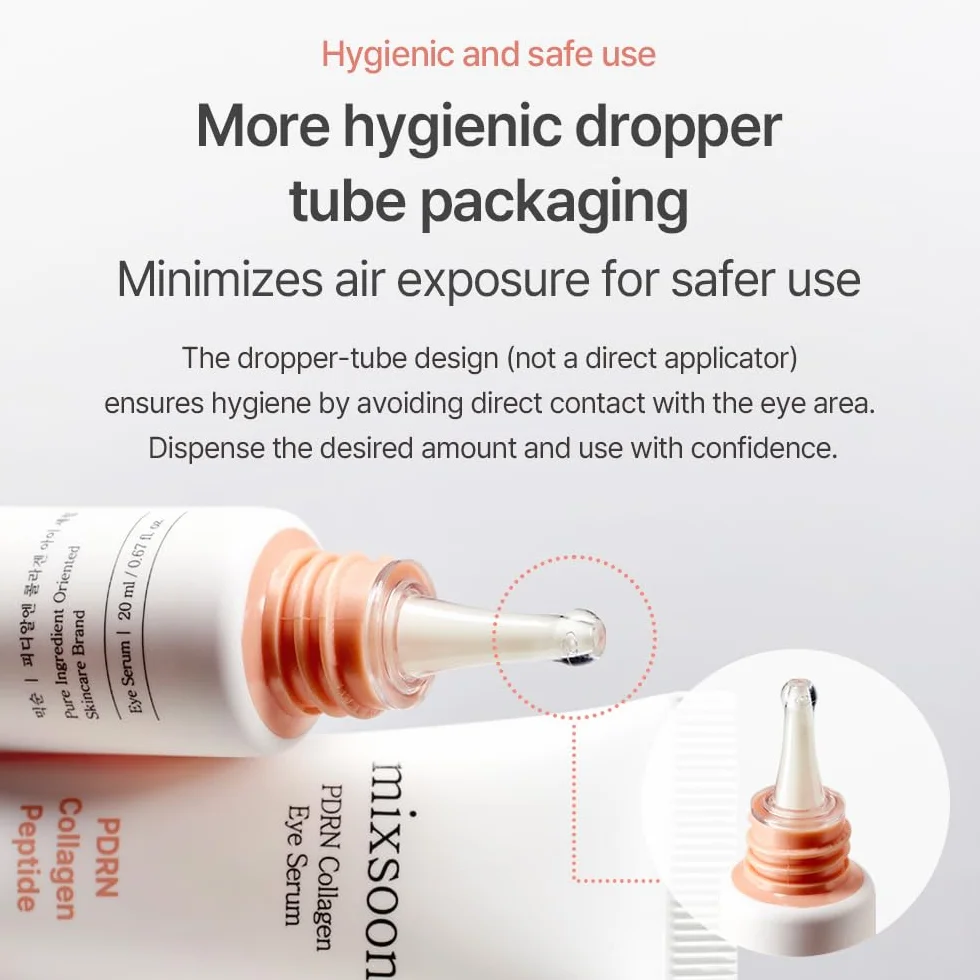 mixsoon PDRN Collagen Eye Serum, sérum contour des yeux hydratant et raffermissant, PDRN d’origine végétale, collagène et peptides