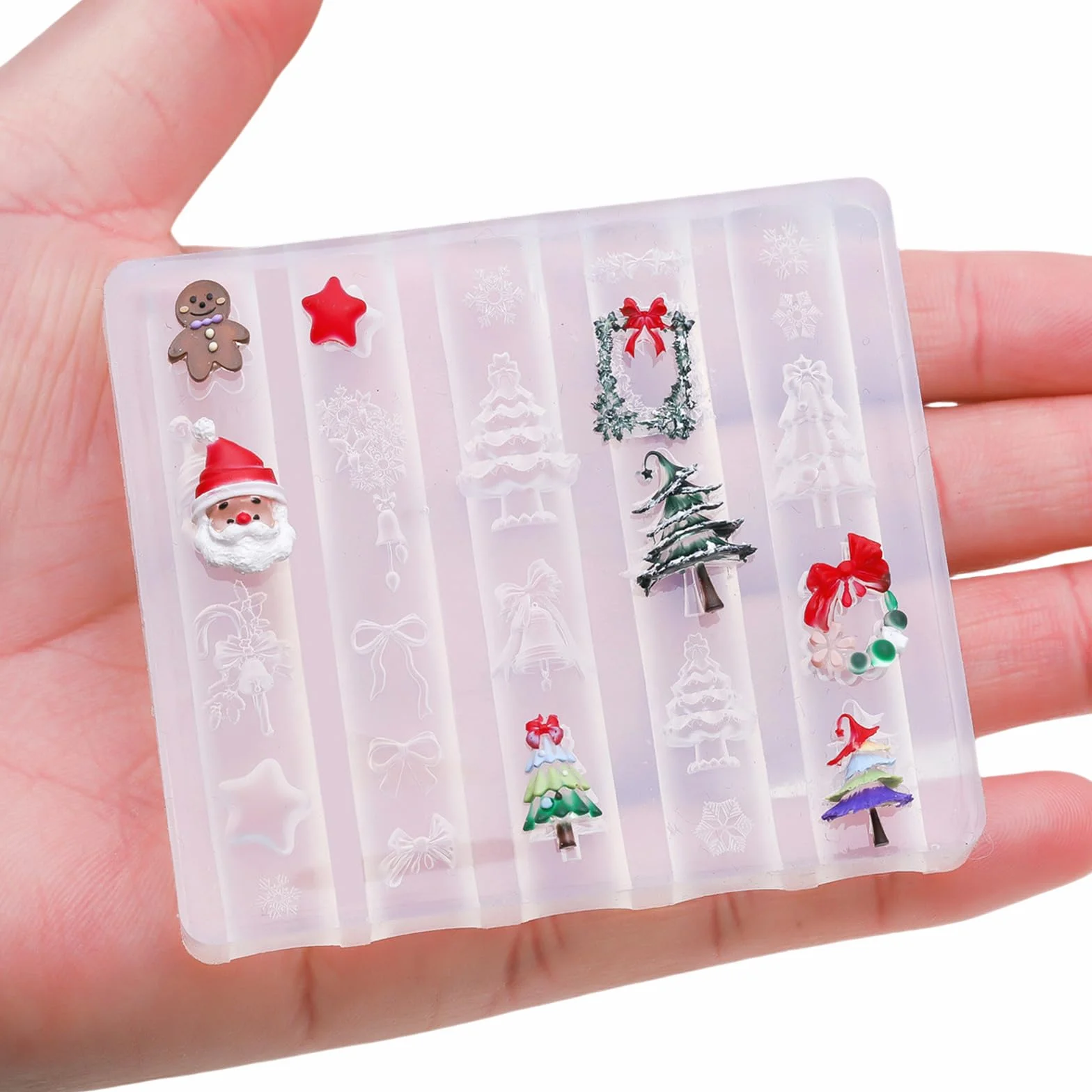 Moule en silicone 3D pour ongles créatifs en forme de fleur de Noël