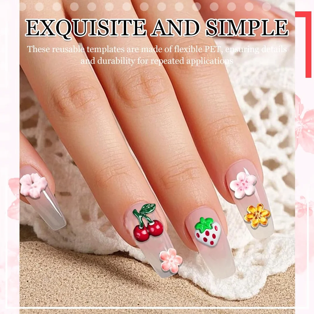 Moules en Silicone 3D Fleurs pour Art Ongulaire, Motif Floral et Fraise, Accessoires DIY Ongles
