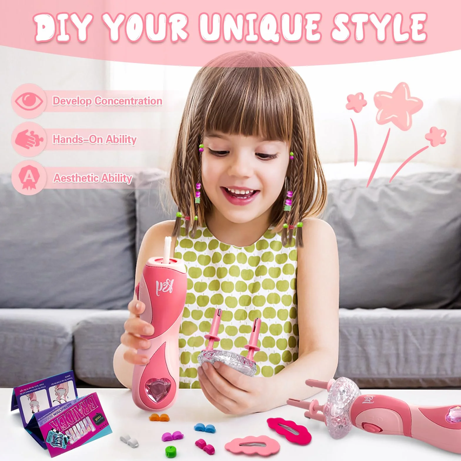 Machine à Tresser les Cheveux Automatique, Appareil à Tresser les Cheveux pour Fille, Kit Coiffure Enfant