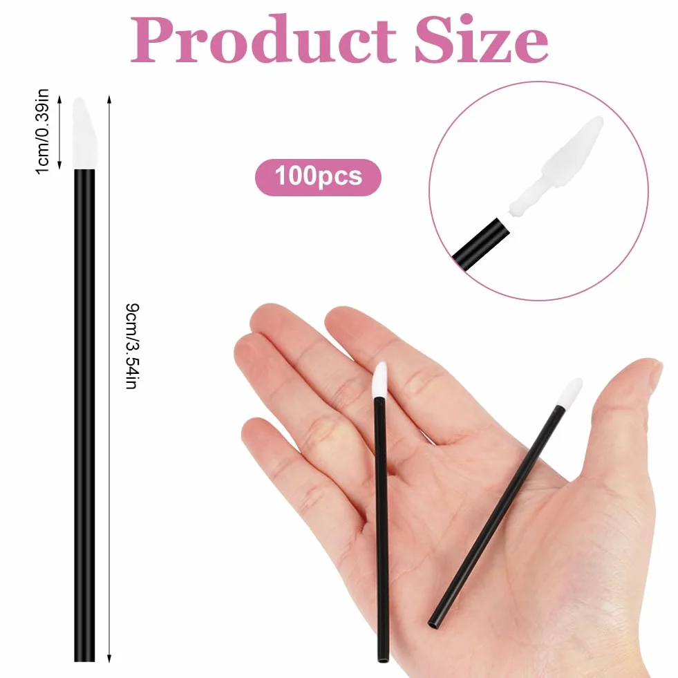 Pinceaux Lèvre Jetables 100 pcs Applicateur Batonnet Kit Maquillage Noir