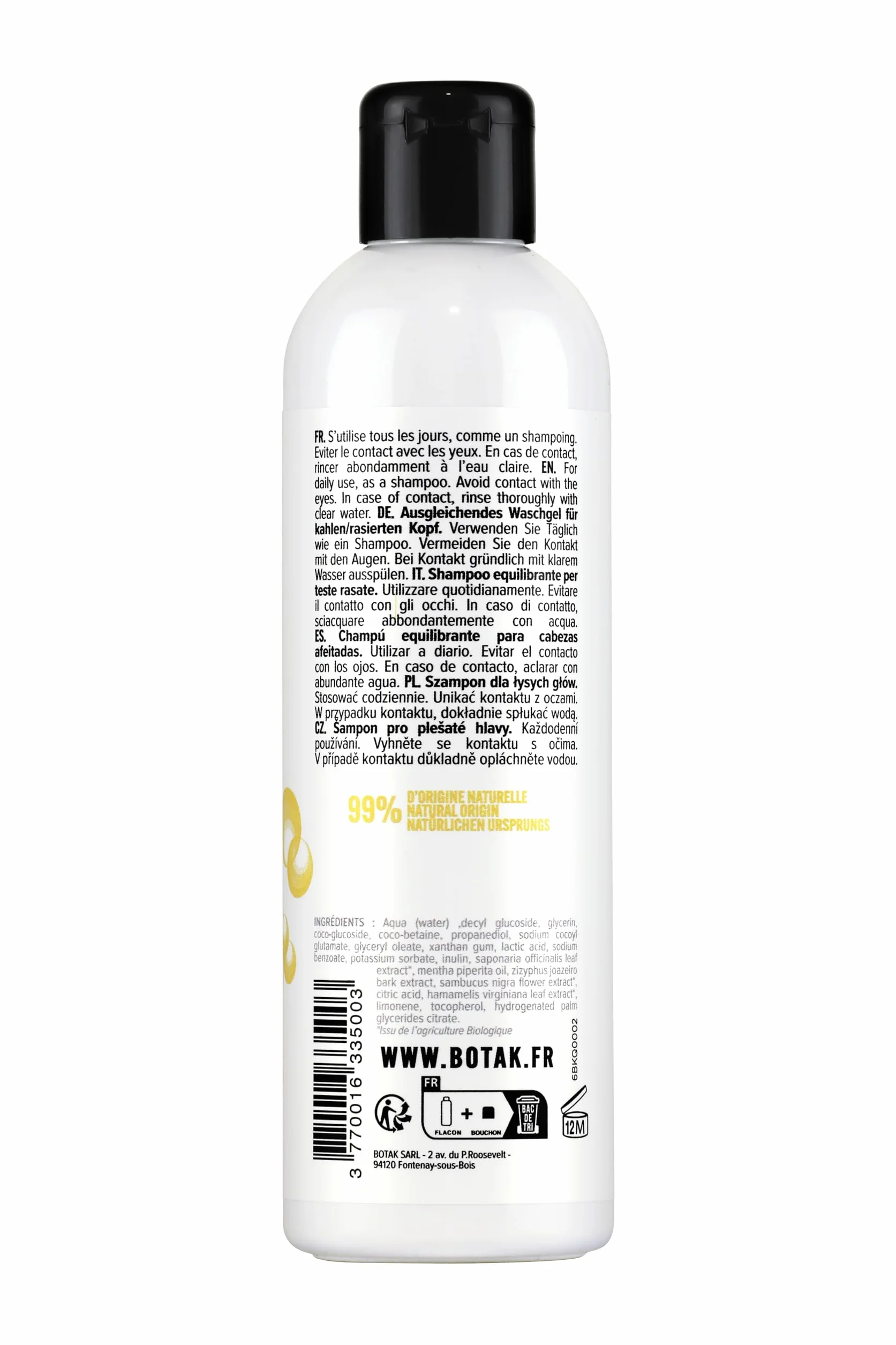 BOTAK Coffret Cadeau soin crâne rasé 99% 97% origine naturelle Végan Français Régule pH microbiome
