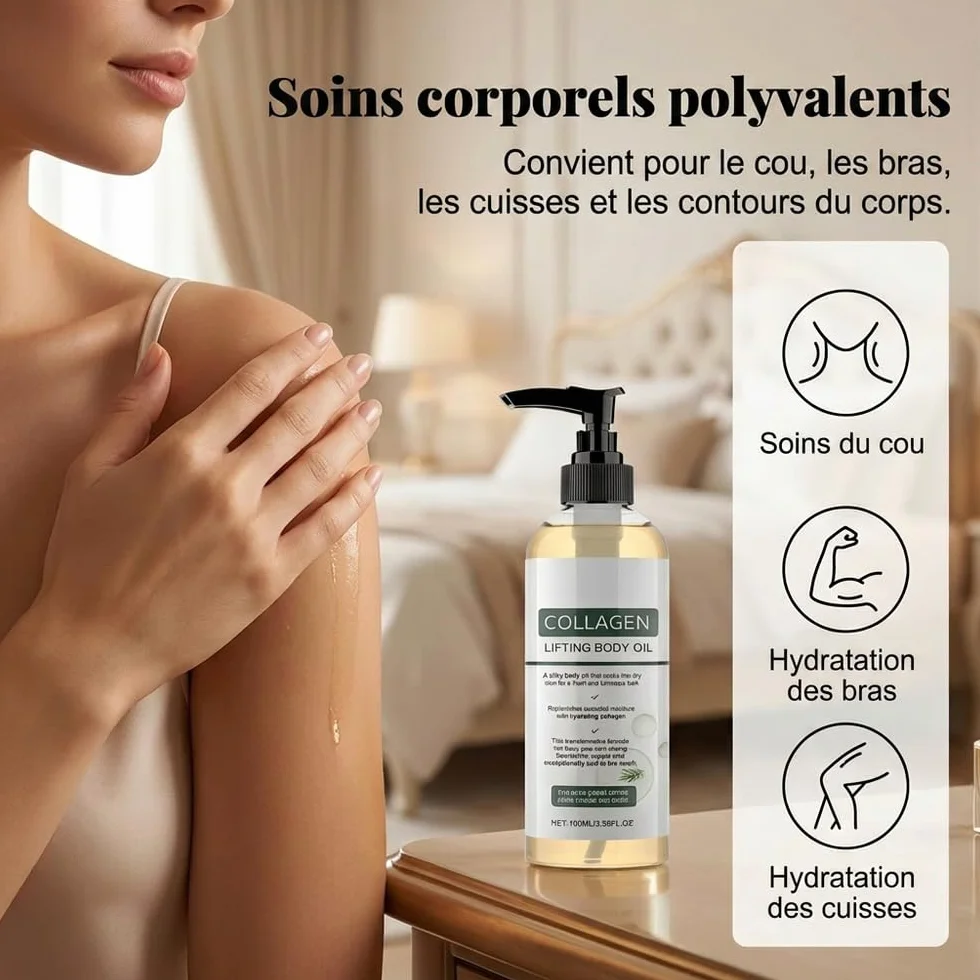 Huile Corporelle Liftante Au Collagène, Anti Cellulite, Raffermissante, Hydratante (1pcs)