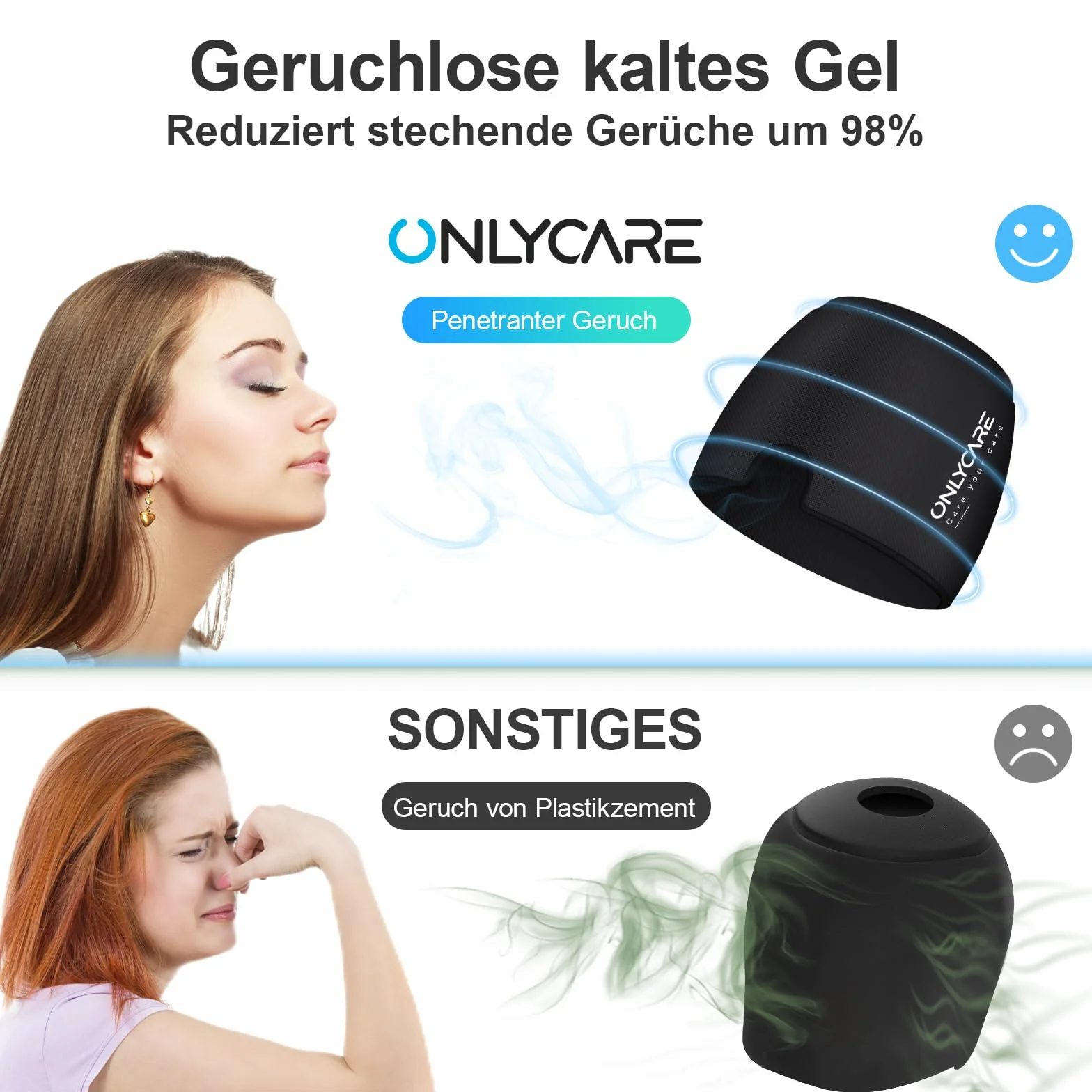 ONLYCARE Masque Migraine Cap Bonnet Poche de Glace en Gel Anti migraine Rafraîchissant Cold Therapy Relief