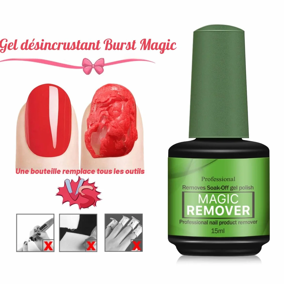 Dissolvant magique pour vernis gel UV - Lot de 3 dissolvants pour manucure