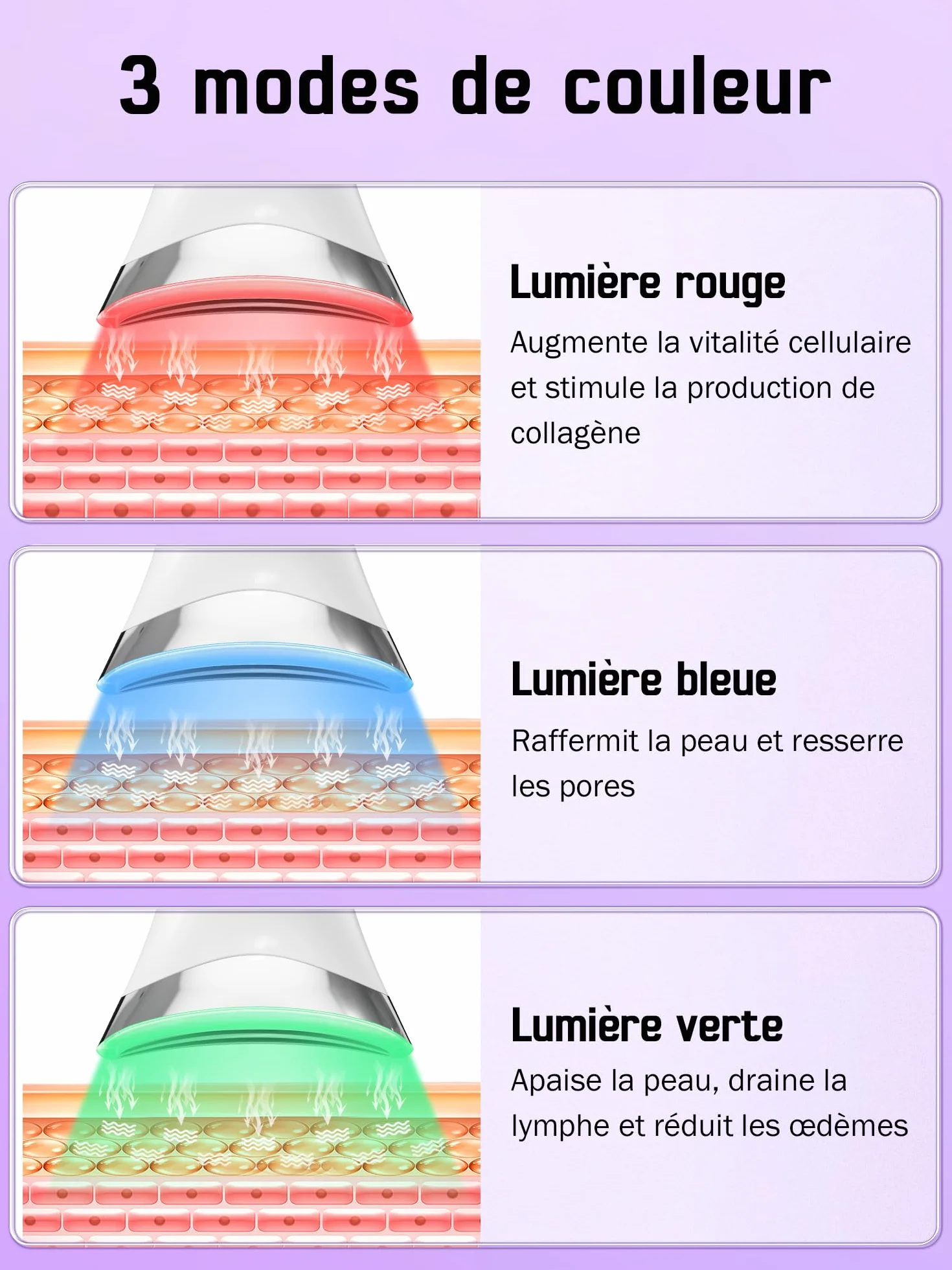 Appareil Anti Rides Visage Massage: Masseur Facial Électrique pour Lifting Visage et Double Menton 3 Modes LED - Chauffage à 45℃ EMS pour Raffermissement du Visage et du Cou - Anti-Âge pour Femmes