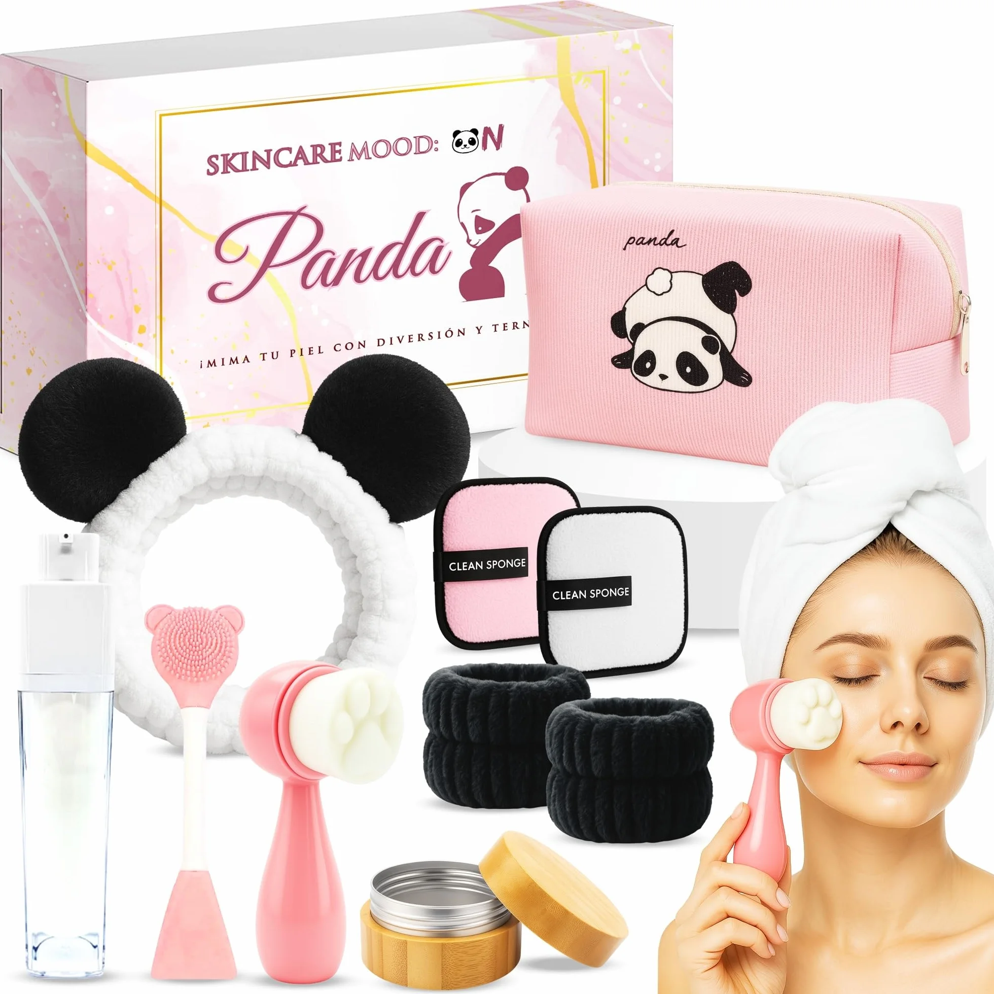 Coffret beauté skincare enfant 10 ans avec brosse nettoyante visage et bandeau cheveux