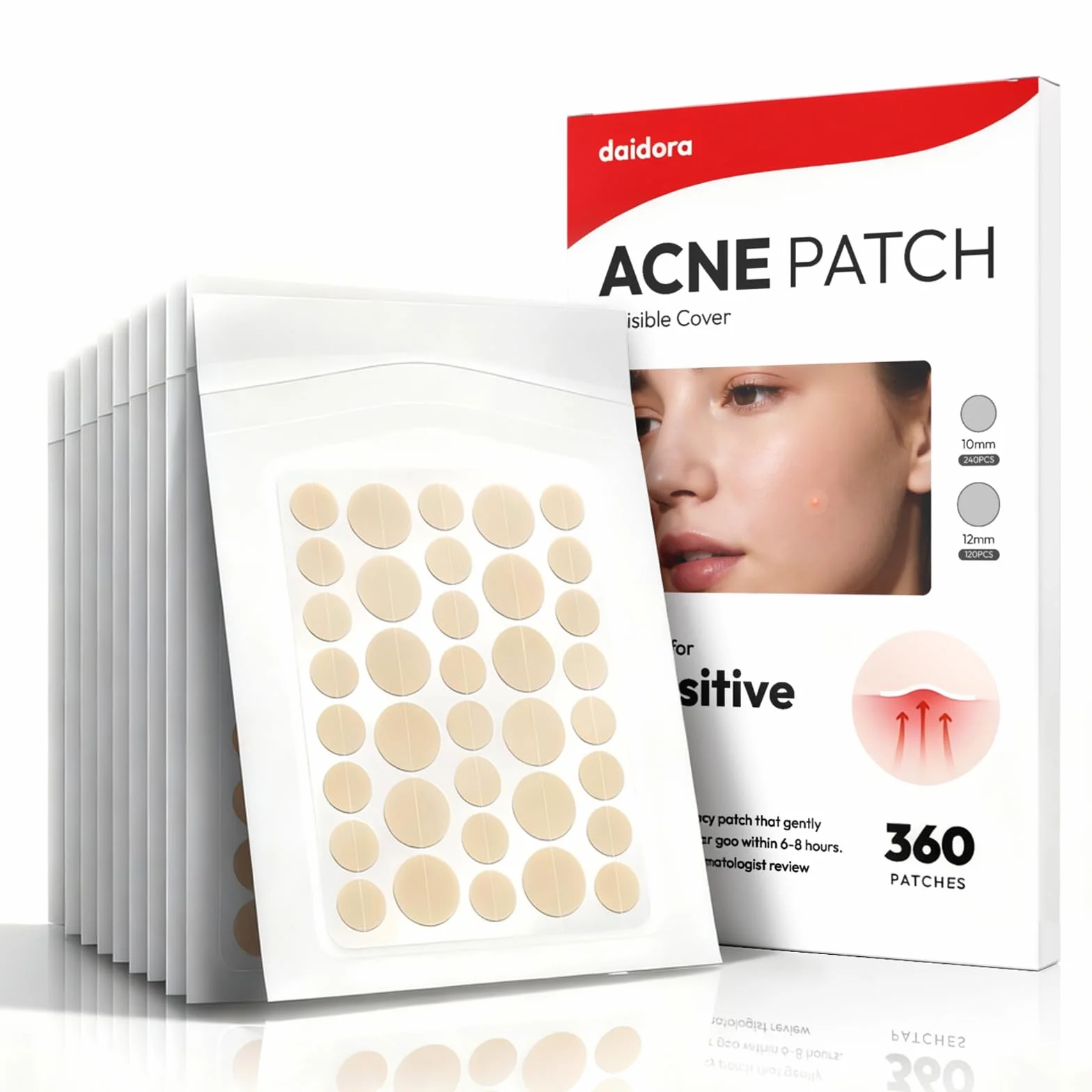 Patch Invisible Hydrocolloïde Imperméable Transpirable Anti-Acné 10MM 12MM 360 Pièces