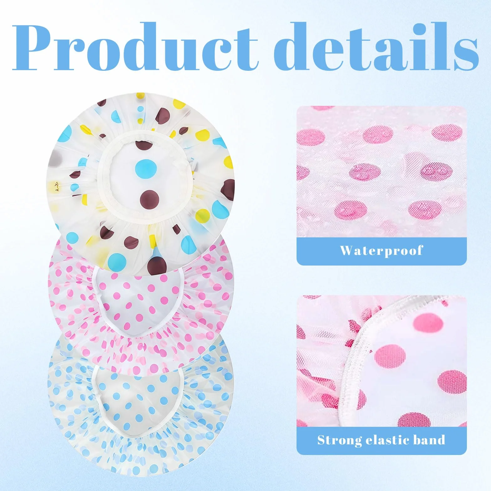 Bonnet de douche imperméable réutilisable pour femmes, 3 pièces, protection capillaire pour bain