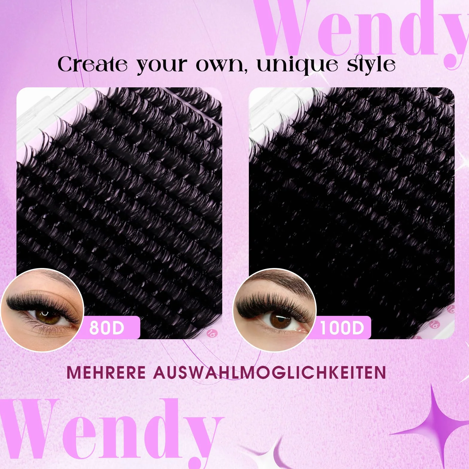 Cils Individuels 594PCS 80D+100D Volume Russe Extension D-Curl Cluster Lashes Mixte 10-18mm Naturel DIY Pour Débutants