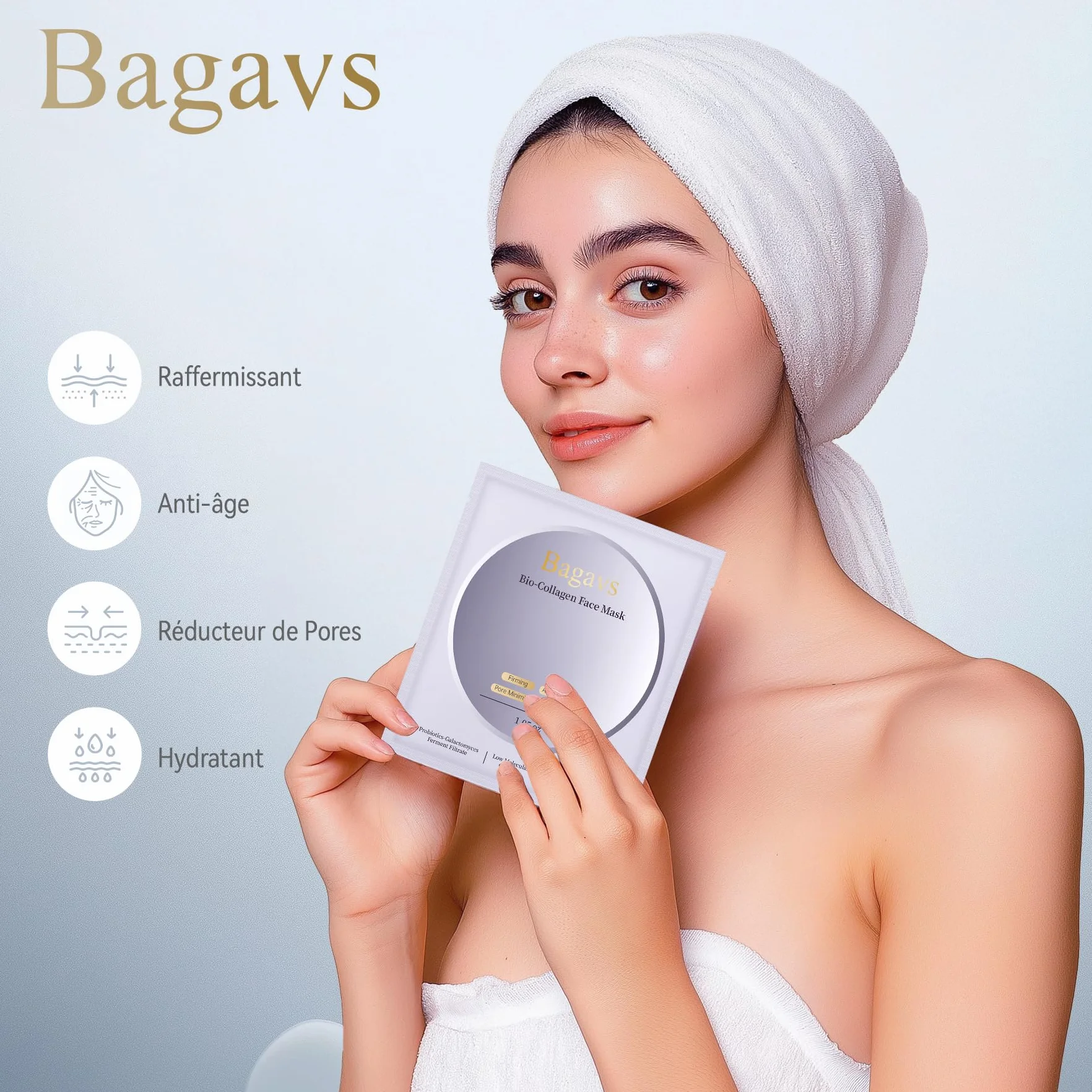 Bio-Collagen Masque Visage Nuit Acide Hyaluronique Anti-Rides Hydratant 38g Lot 4