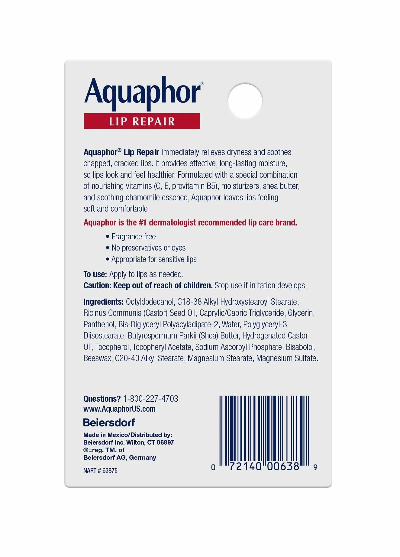 Aquaphor Lip Repair Dry Chapped Lip Balm 0.35 oz