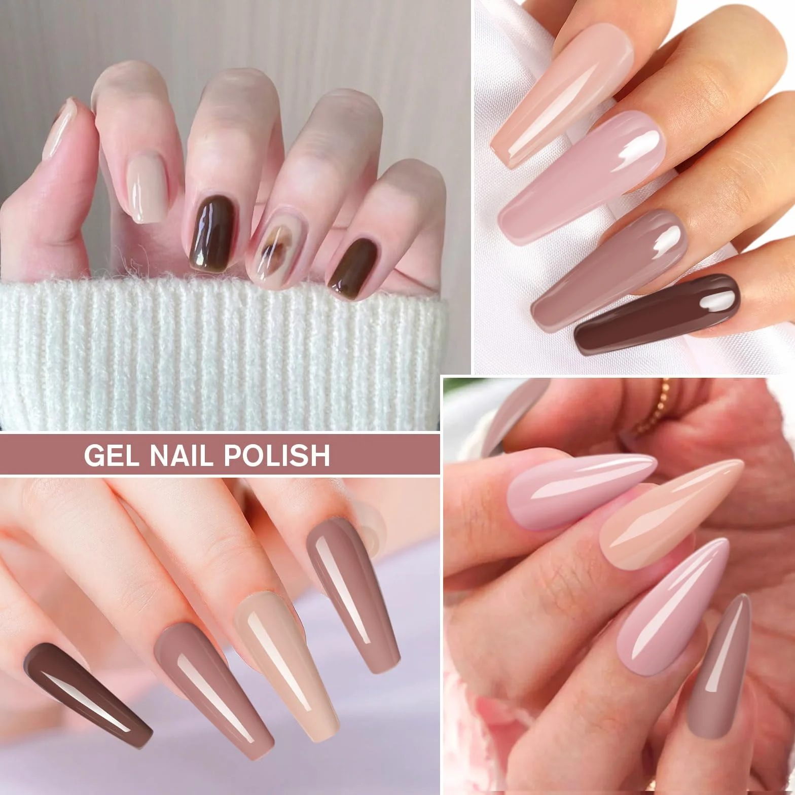 Shining She Vernis Semi Permanent Rose 6 Couleurs Beige Rose Nude Marron Gel UV Soak Off 8ml