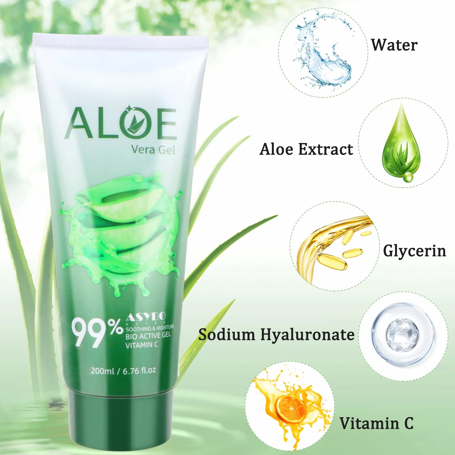 Aloe Vera Gel 99% Aloe Vera Hydratant Visage et Corps Naturel Lot de 2