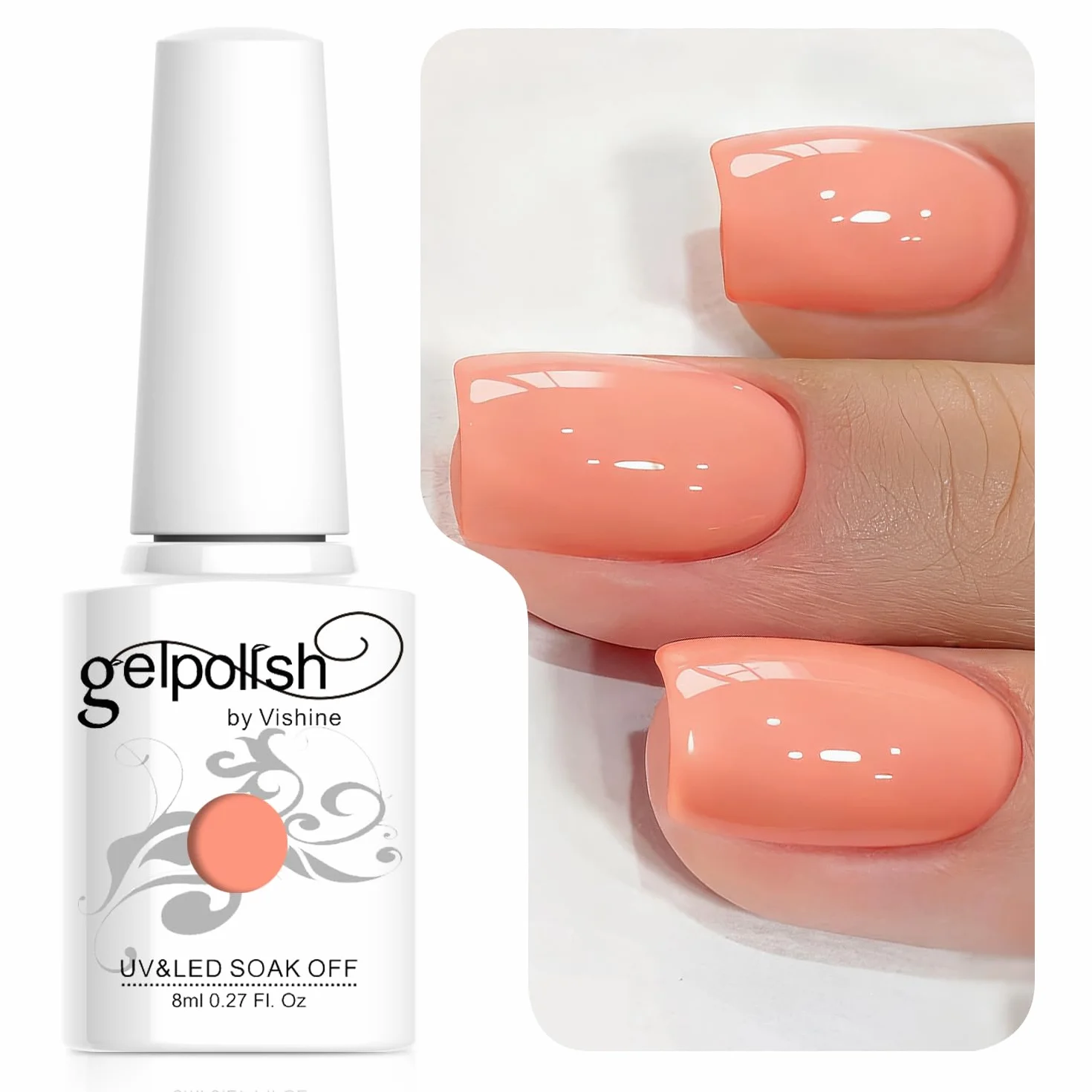 Vishine 8ml Vernis à Ongles Gel Semi Permanent UV LED 298 Couleurs Nail Art Manucure Corail