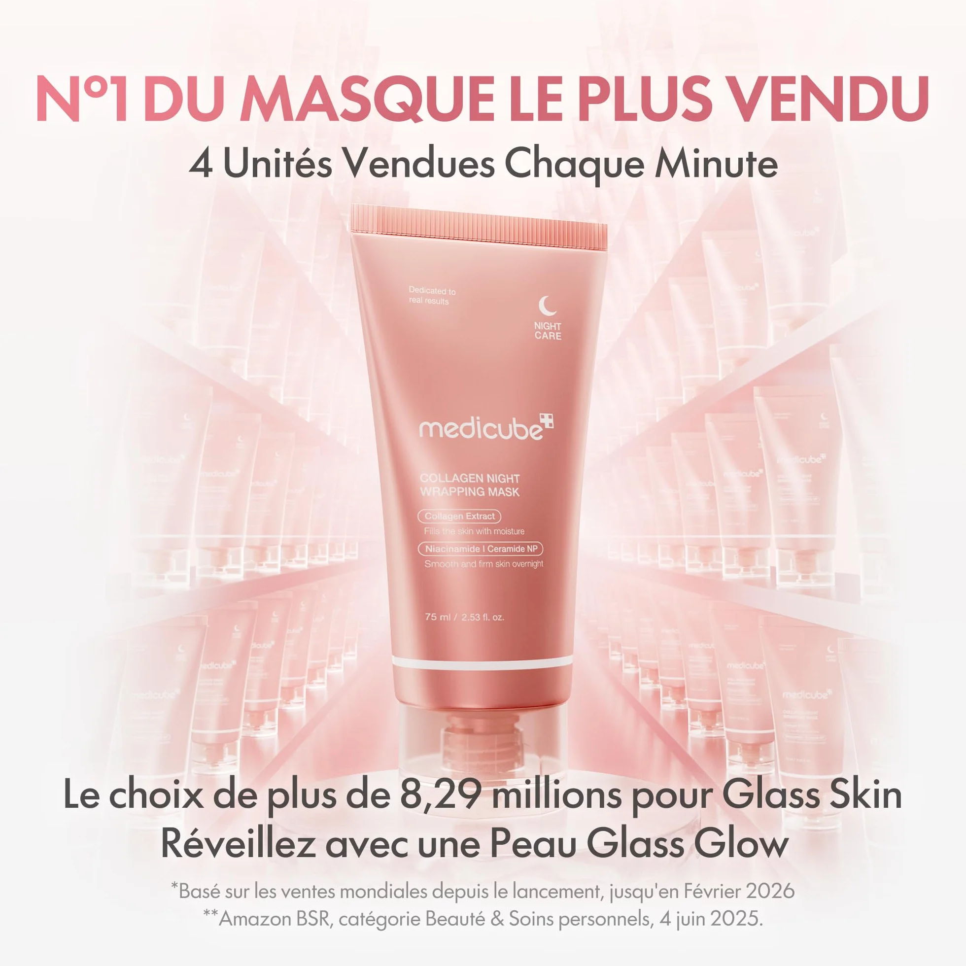 Medicube Masque de Nuit Wrapping au Collagène Peel-Off 75ml Soin Élasticité Hydratation Glass Skin