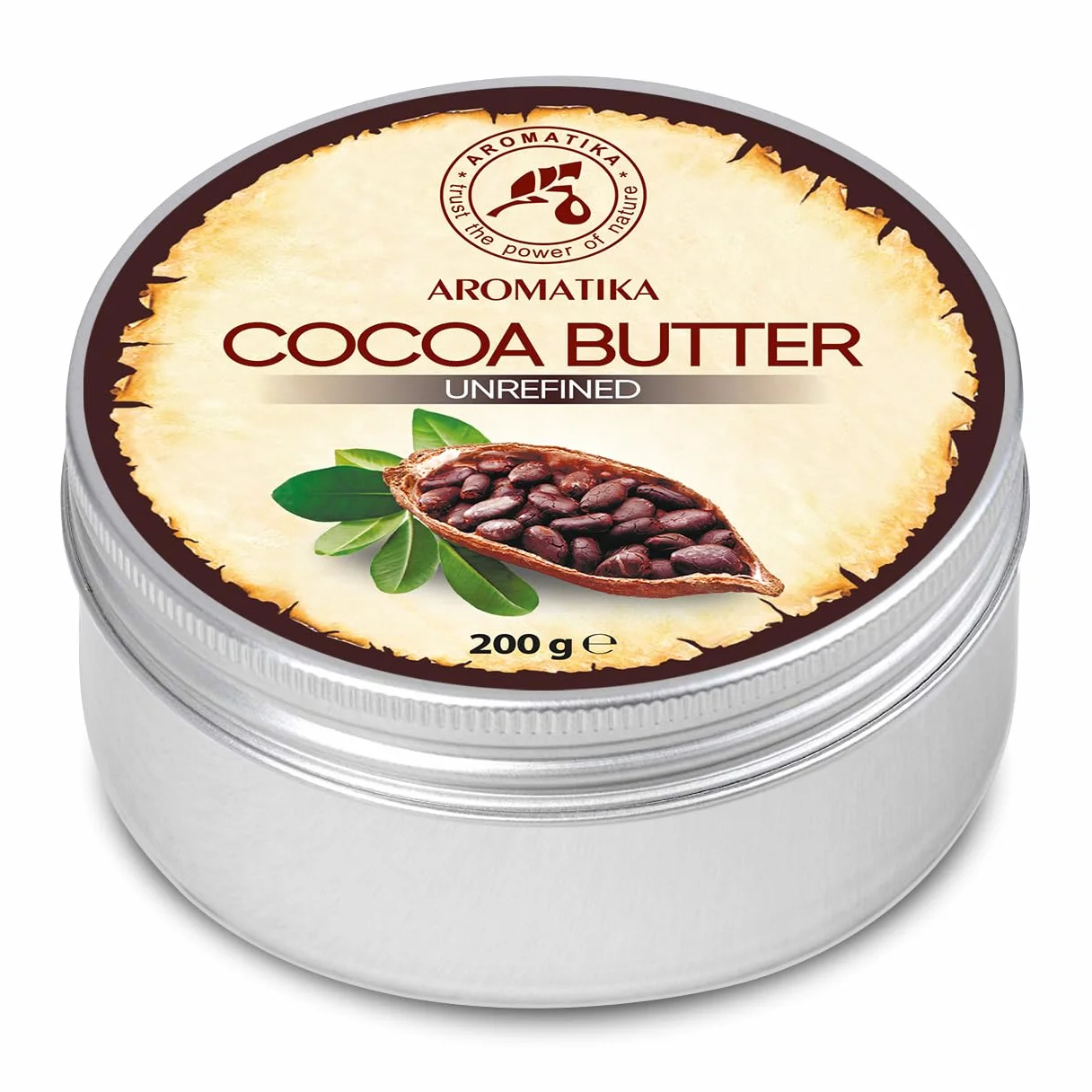 Beurre de Cacao 200g - Burkina Faso - Pur & Naturel - Théobroma Cacao - Bons Bénéfices pour Peau - Cheveux - Visage - Corps - Soin des Lèvres - Beurres de Cacao