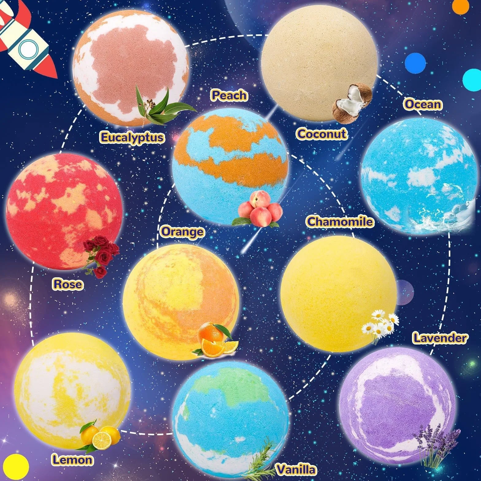 Cadeau Boules de Bain avec Jouet surprise à l'intérieur, Bombes de Bain Moussantes Organiques Naturelles pour Filles et Garçons, Cadeau D'anniversaire (10pcs avec caillou)