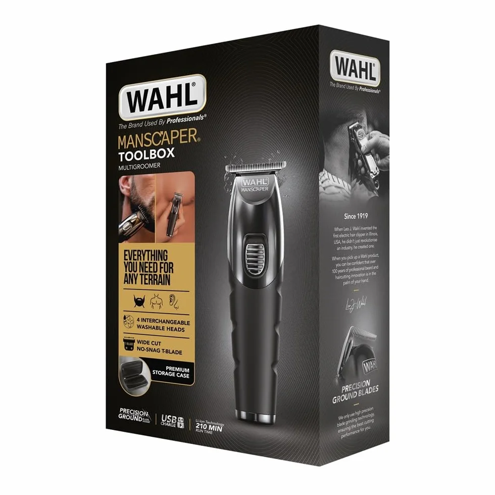 WAHL Tondeuse à barbe rechargeable lithium USB Manscaper Toolbox noir