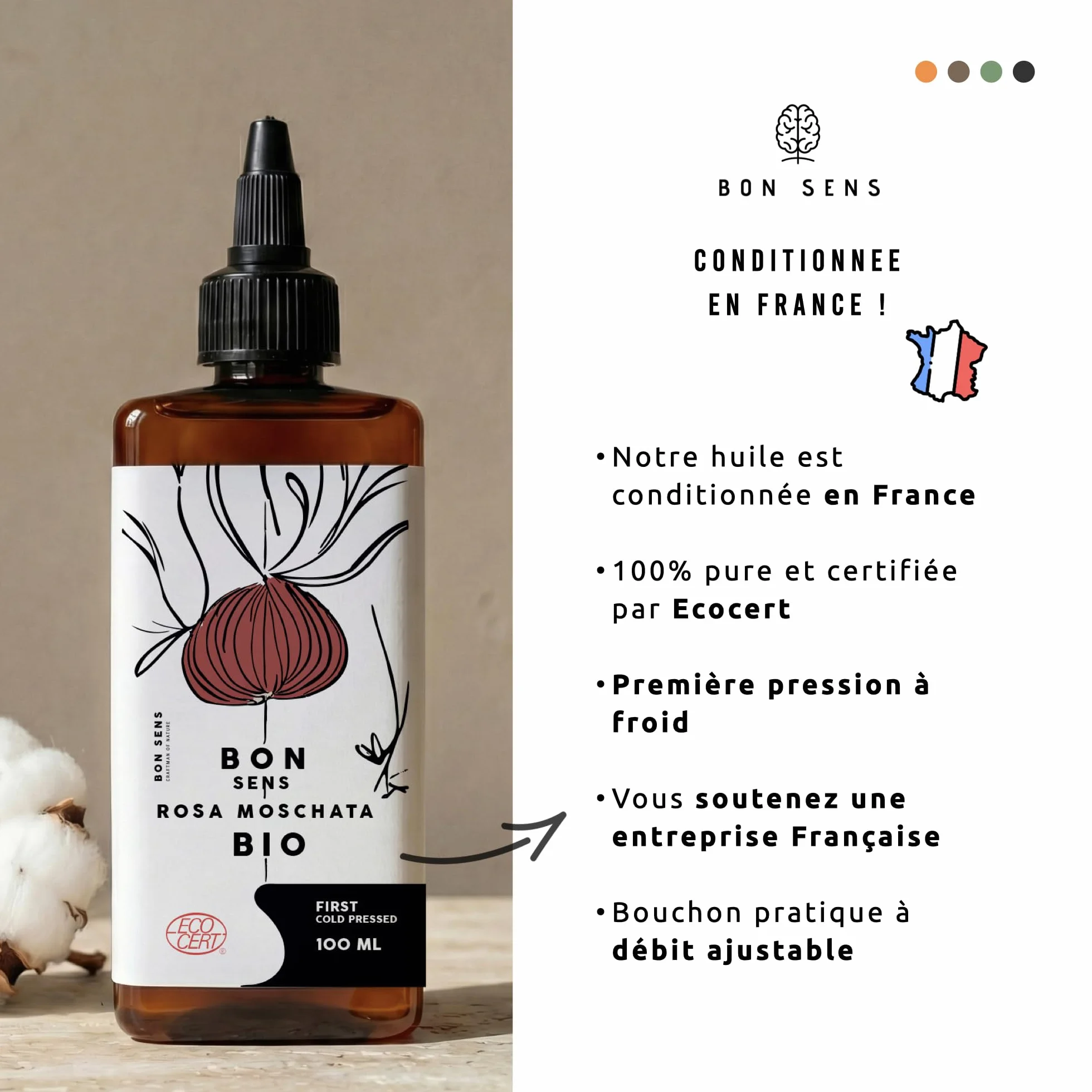 Huile de Rose Musquée Bio 100% Pure Anti-âge Visage 100ml Riche en Vitamine C Omégas 3 Vitamines E A
