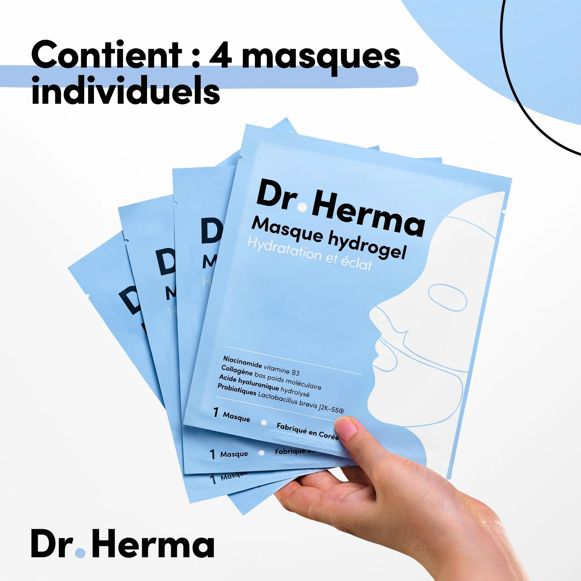 Masque Hydrogel Collagène Acide Hyaluronique Hydratation Intense Anti-Âge Resserrement Pores Hypoallergénique Soin Coréen Visage Premium