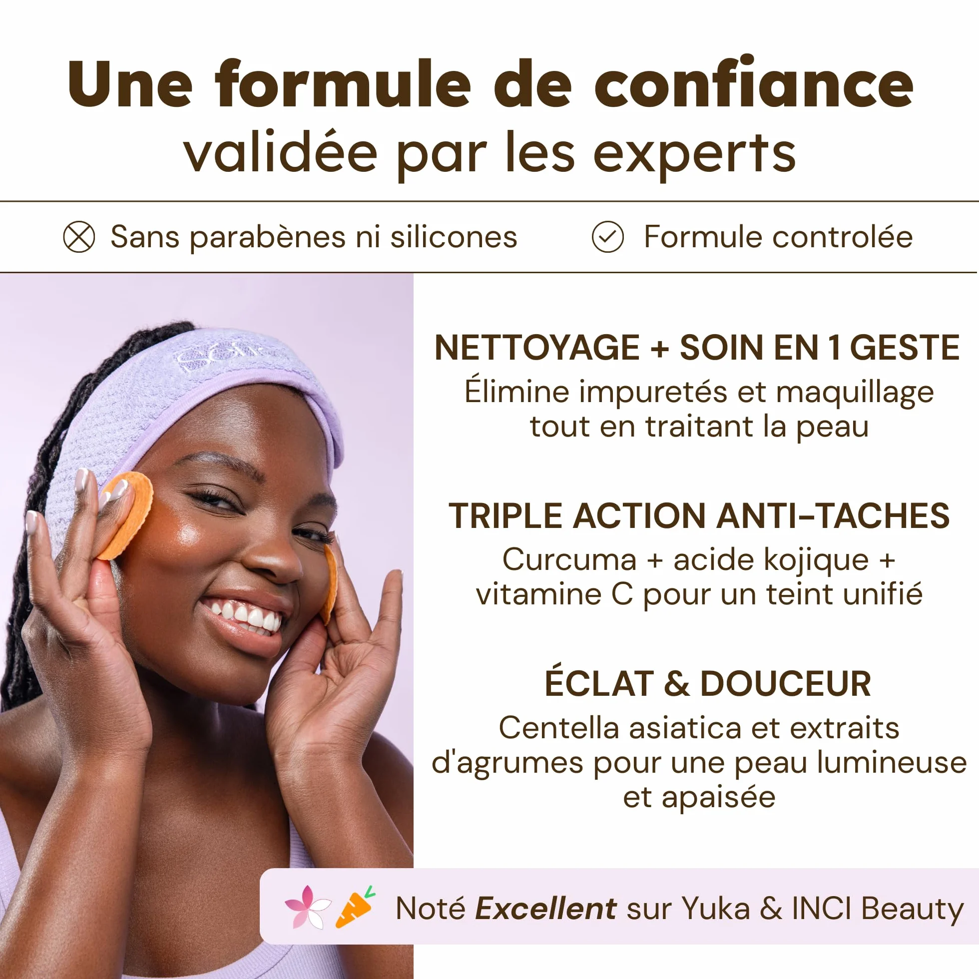 Cotons anti-imperfections visage & corps Curcuma Vitamine C Niacinamide 30 cotons