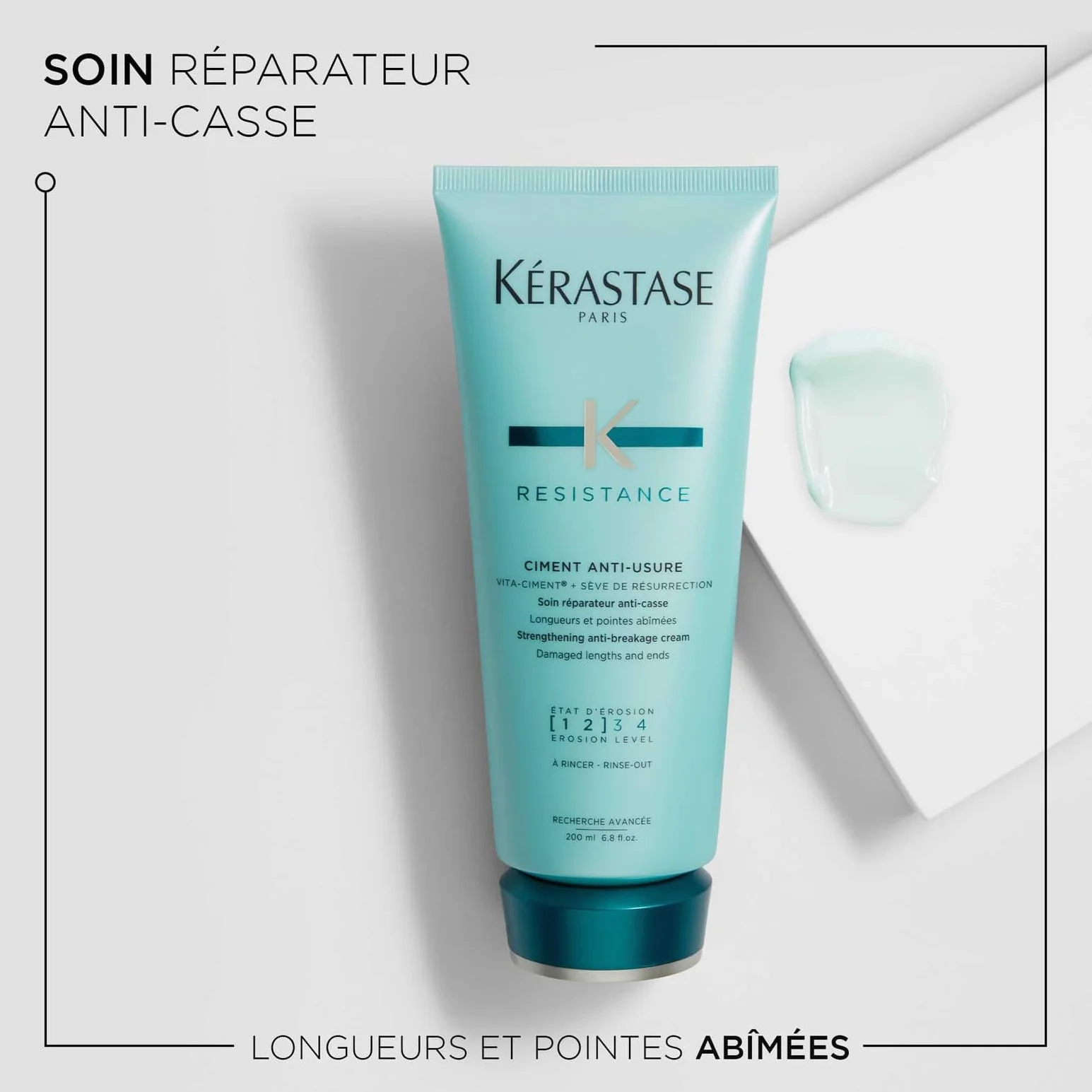Kerastase - Gamme Résistance - Soin Ciment Anti-Usure - Soin restructurant et resurfaçant pour les cheveux fragilisés et usés - 200ml