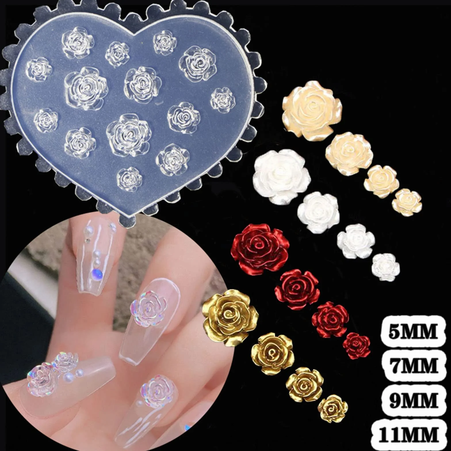 Ongle Rose Fleur Nail Art Moule en Résine Époxy Ornements Moule en Silicone