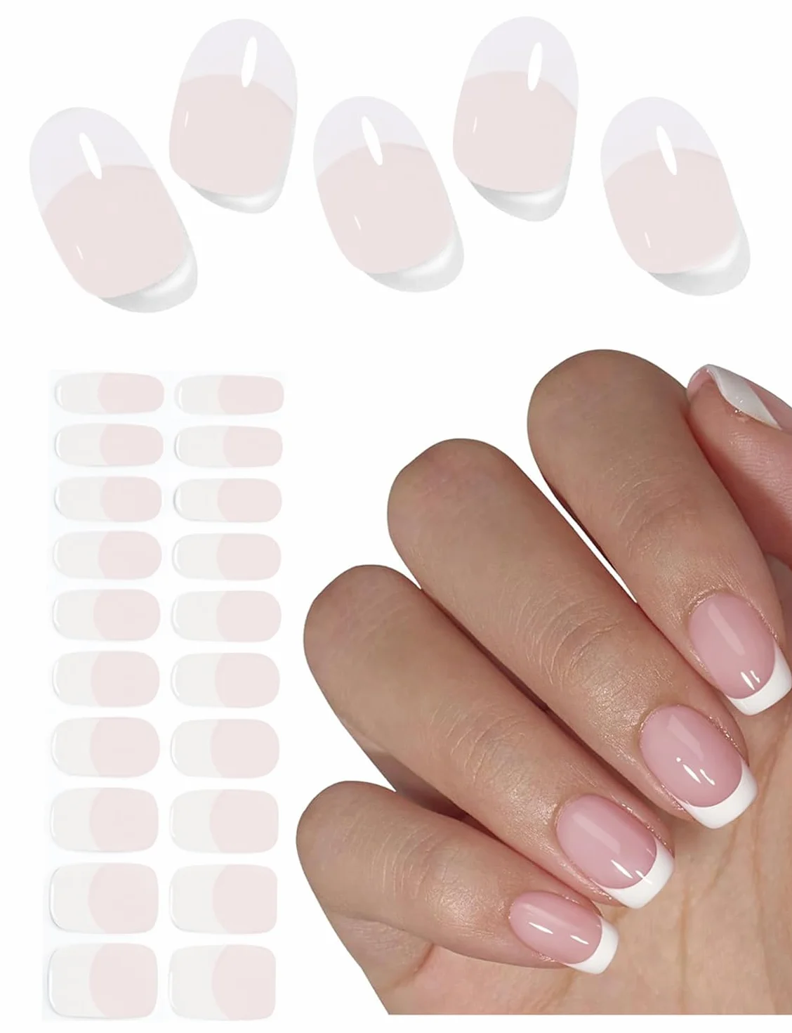 Vernis Autocollant UV Classic French Ongle Gel UV 20pcs Film Autoadhésif Nail Art Stickers