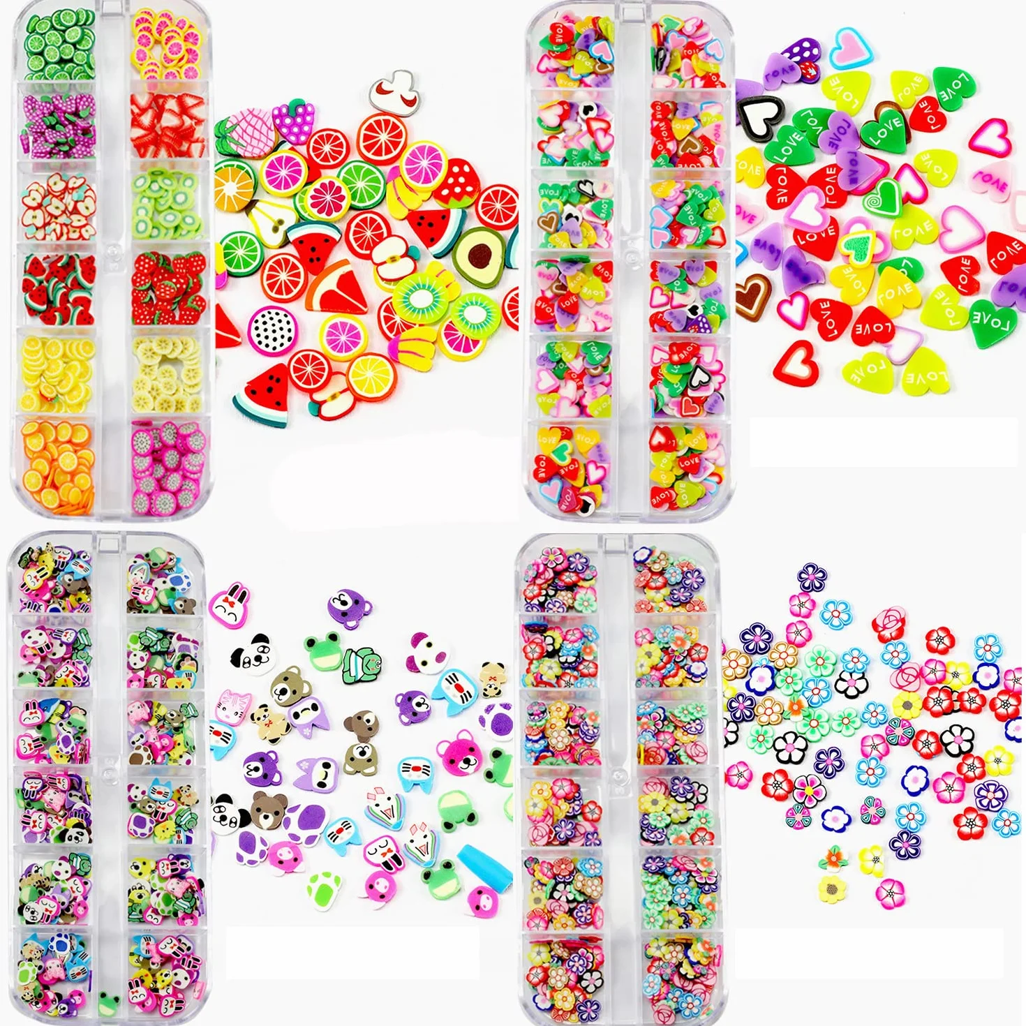 Nail Art 3D Fruit Boîte, BetterJonny Polymère Tranches Fruits en Pâte pour DIY Décoration Ongle