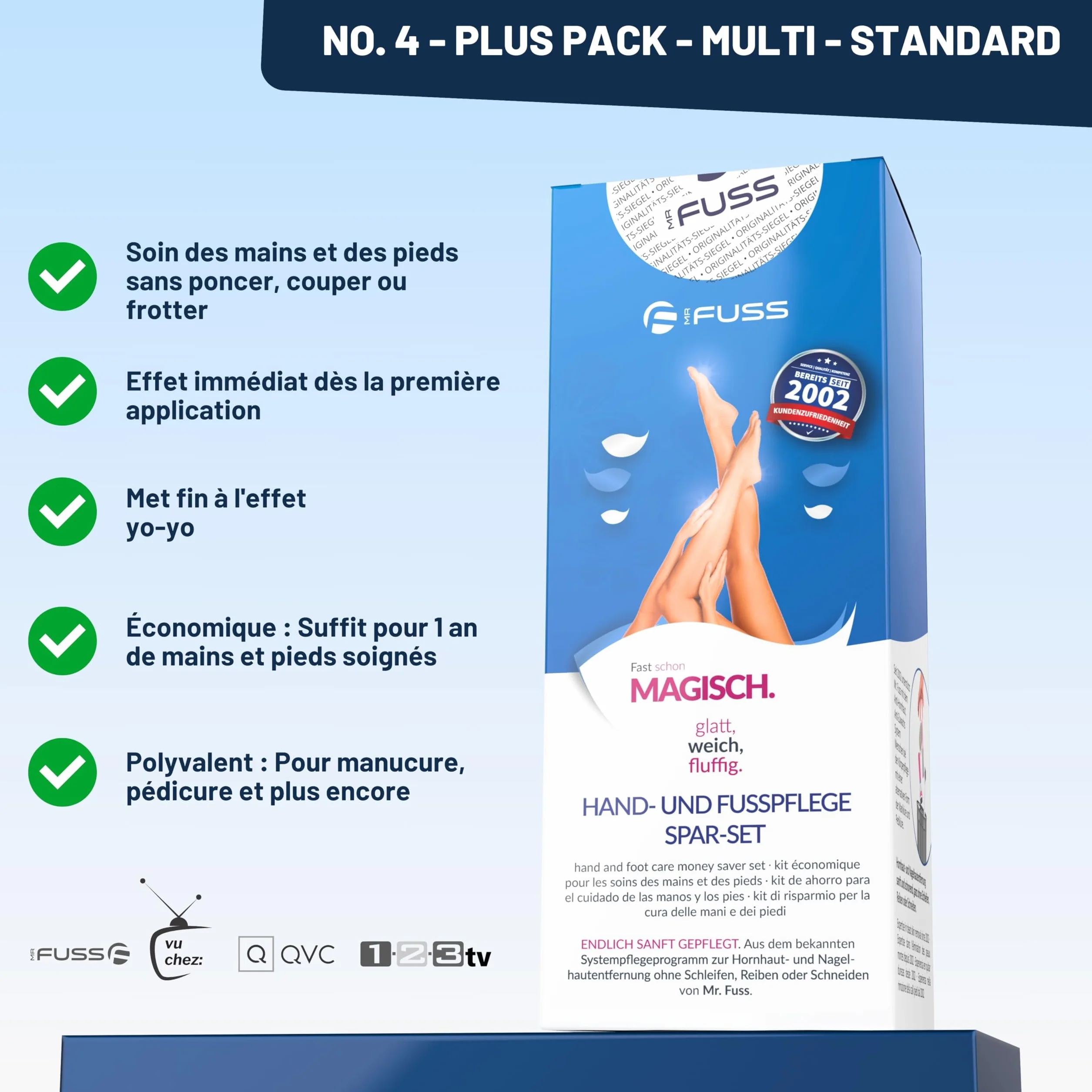 Mr. Fuss Solution No. 4 pour enlever la callosité 250ml Plus Pack Multi adoucissement rapide
