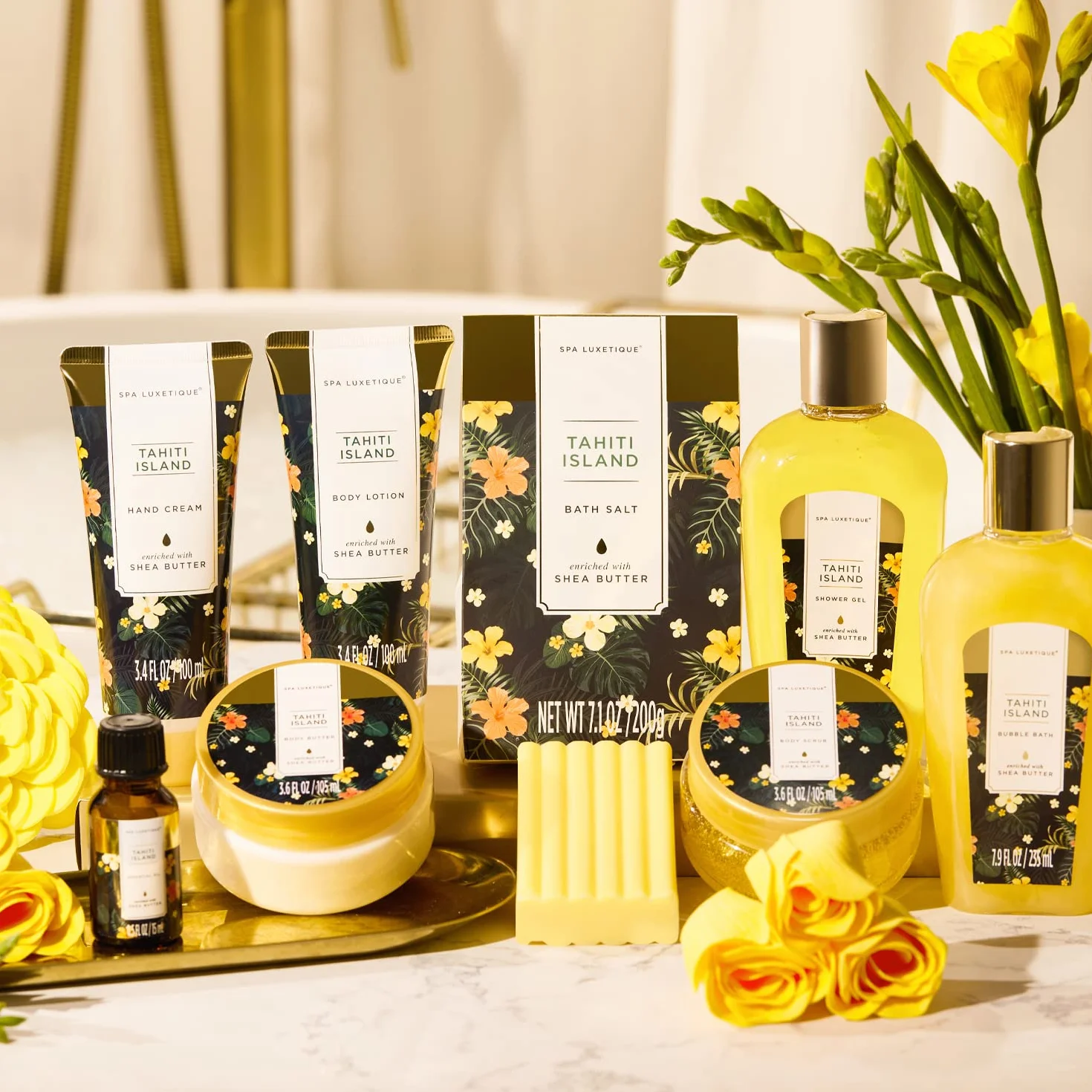 Spa Luxetique Coffret Cadeau Femme 12 Pièces Huile Essentielle Tahiti Soin Bain