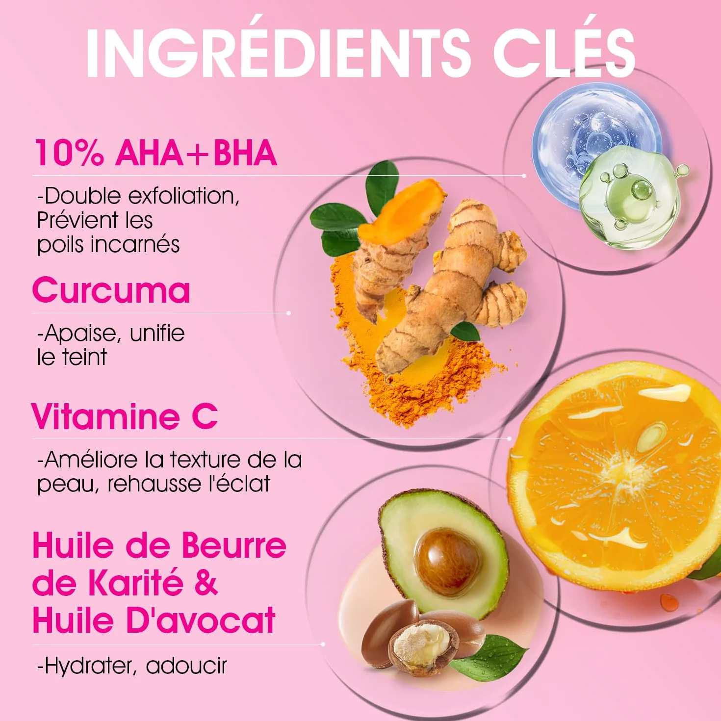 Gommage Bikini AHA BHA Curcuma 220g Élimine Poils Incarnés Peau