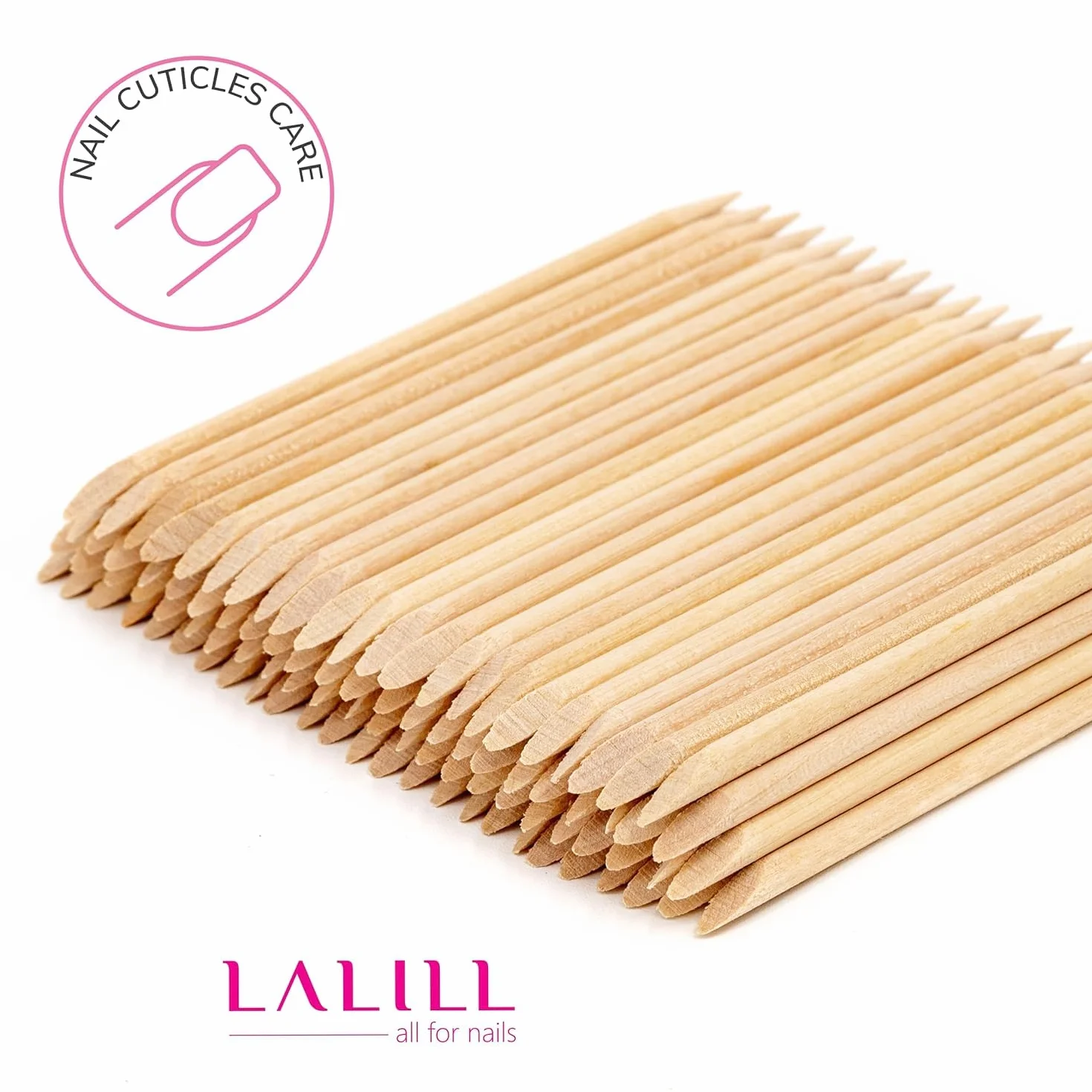 Bâtonnets en Bois Orange 100 Pièces pour Manucure, Pédicure et Cuticules