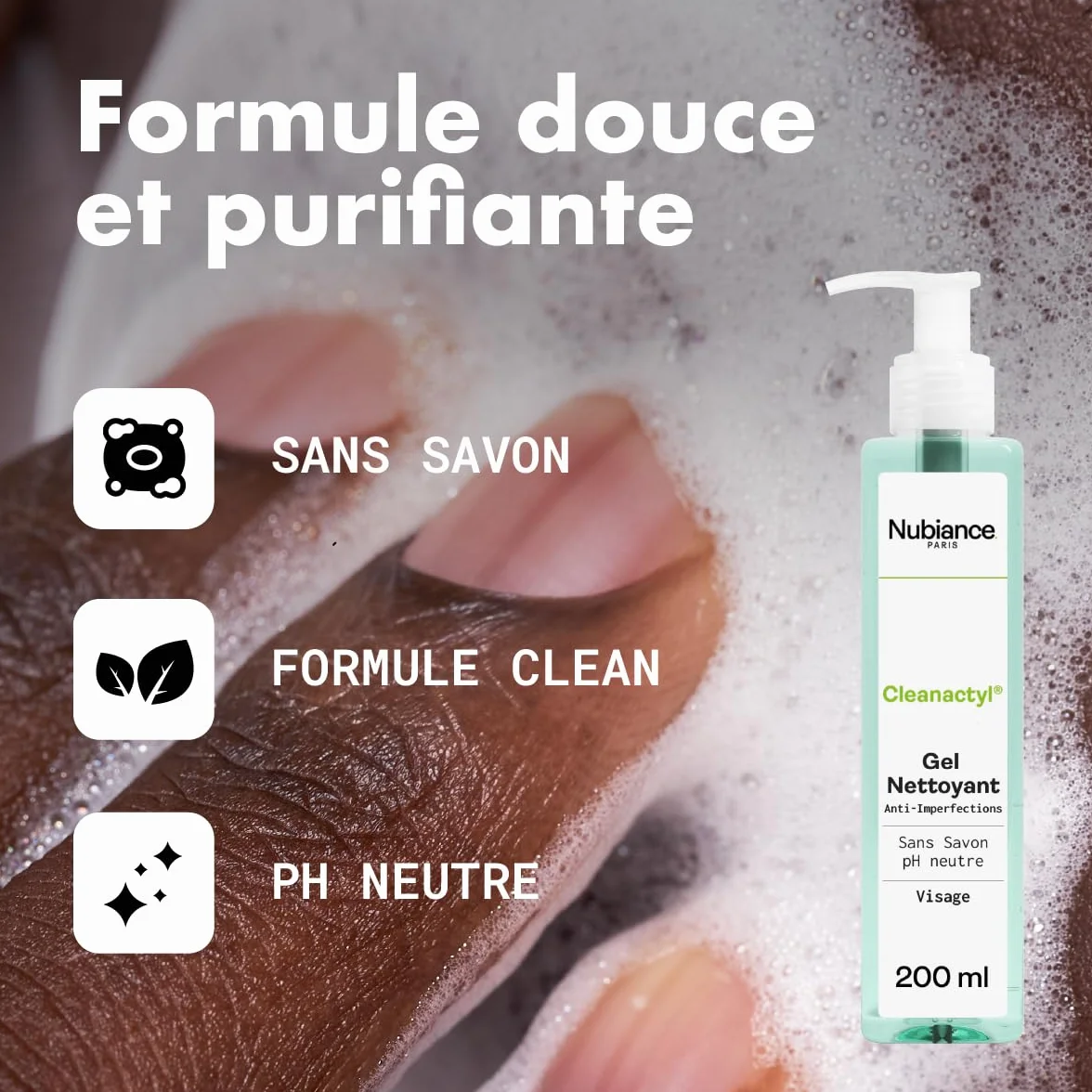 NUBIANCE Cleanactyl Gel Nettoyant Visage Purifiant Hydratant 200 ml